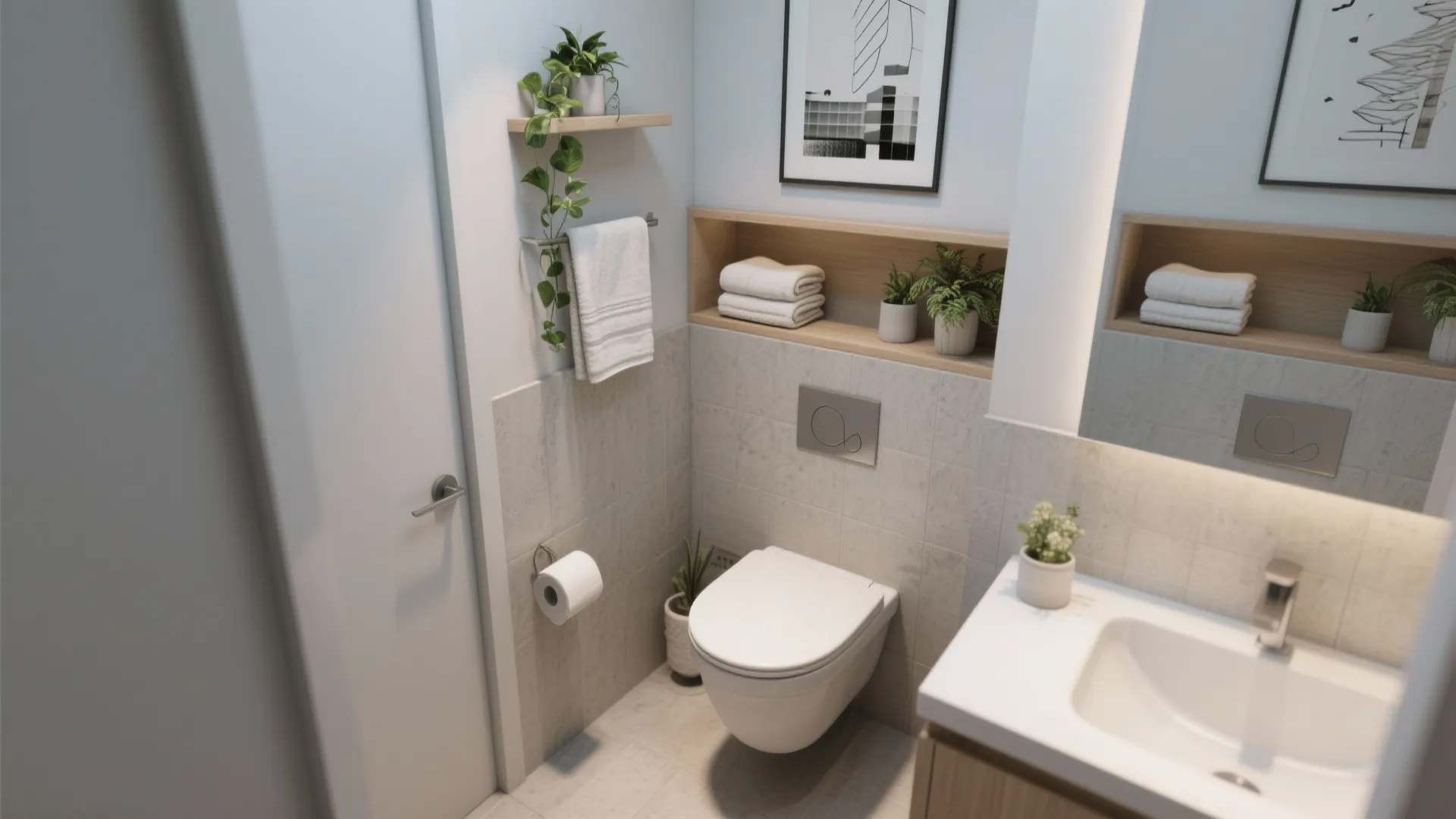 6. Built-in Shelving Above the Toilet