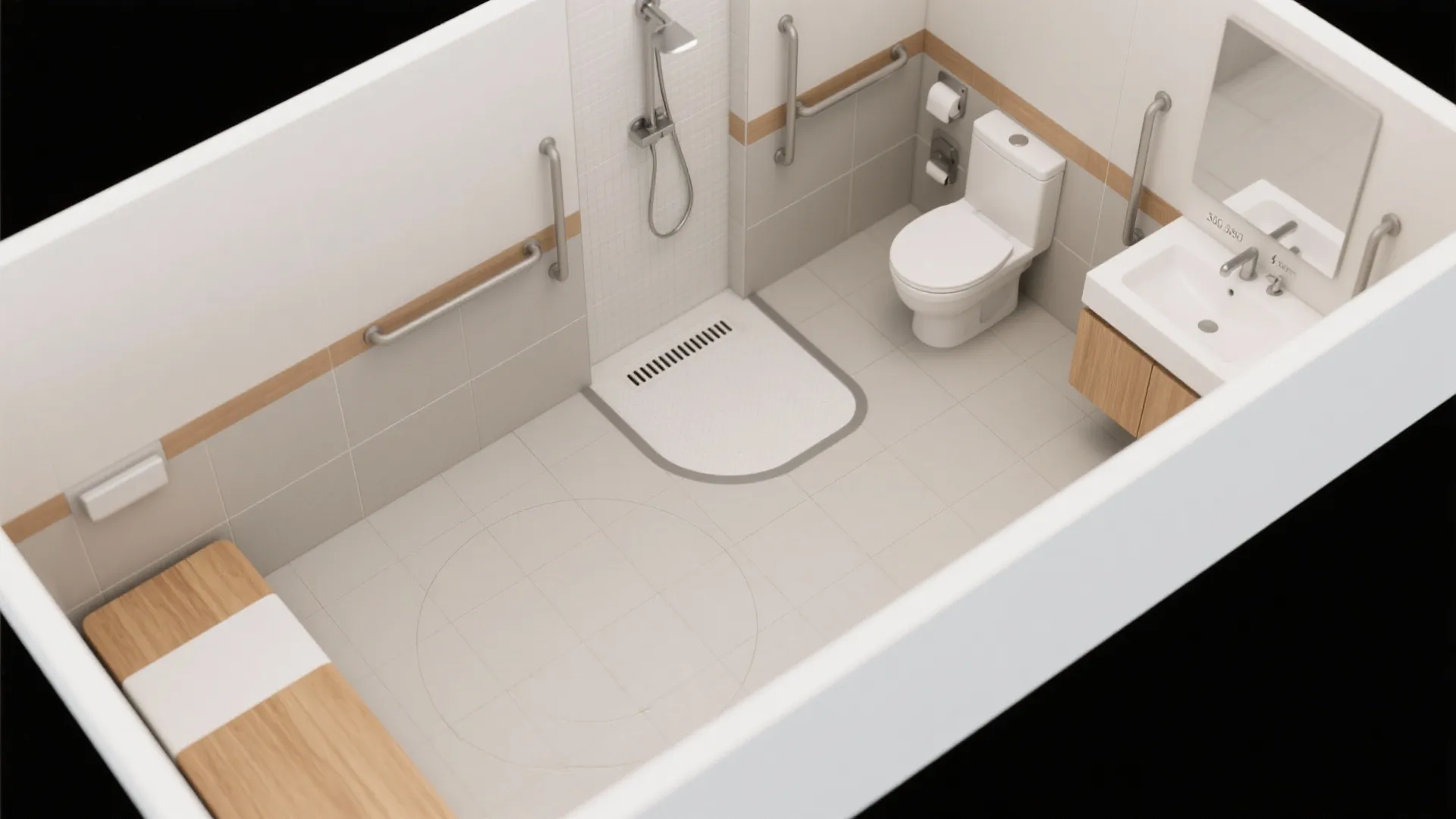 4) Universal bathrooms with spa cues