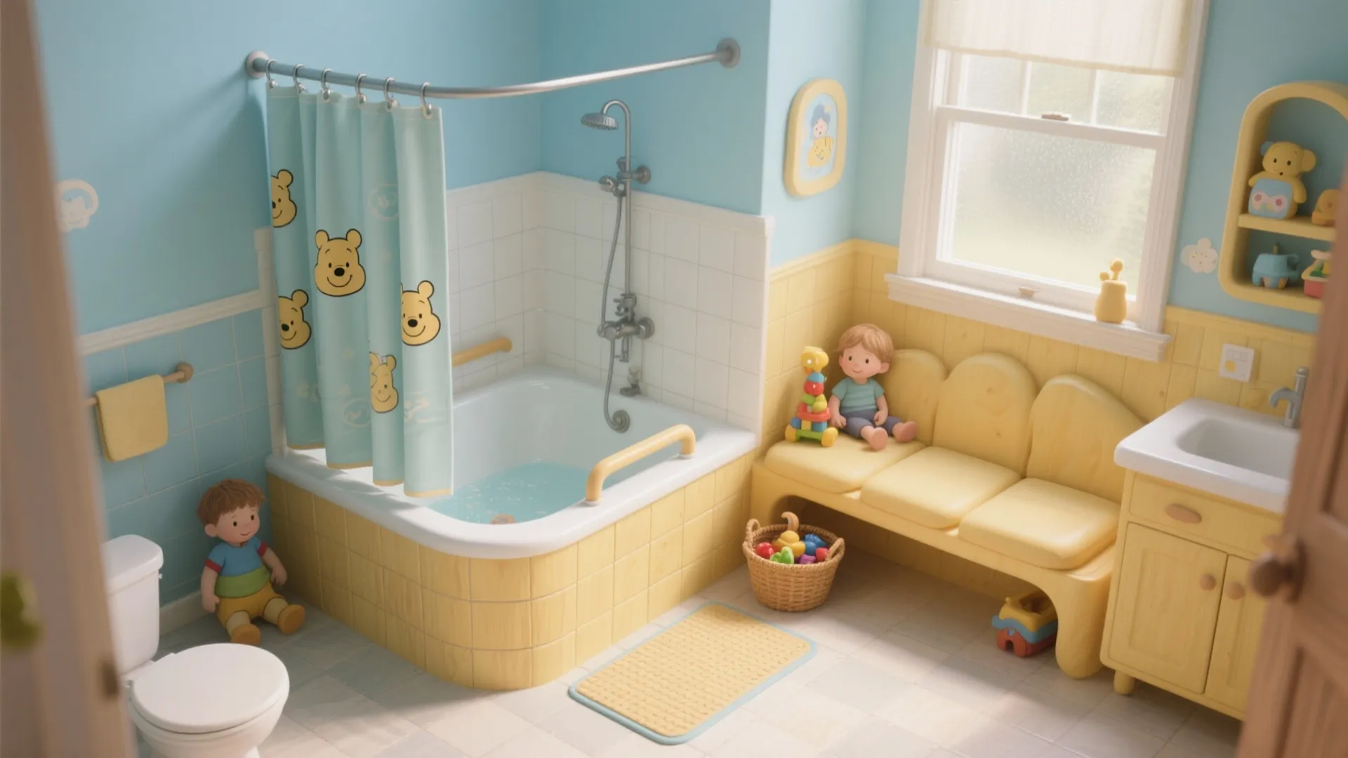 3. A kid-friendly bathtub nook