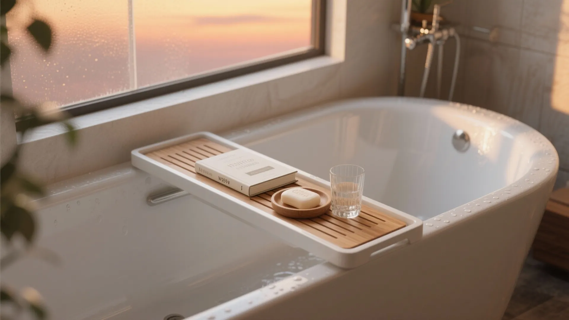 4. Freestanding Tray for Bathtub Essentials