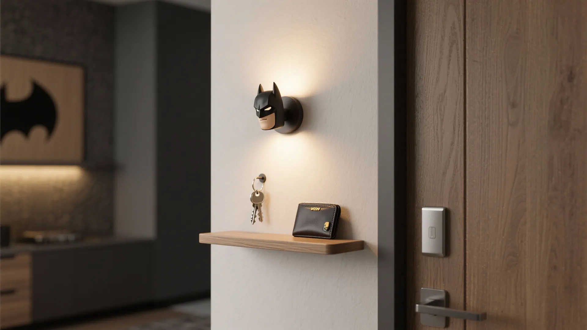 2. Integrated Shelf + Batman Sconce