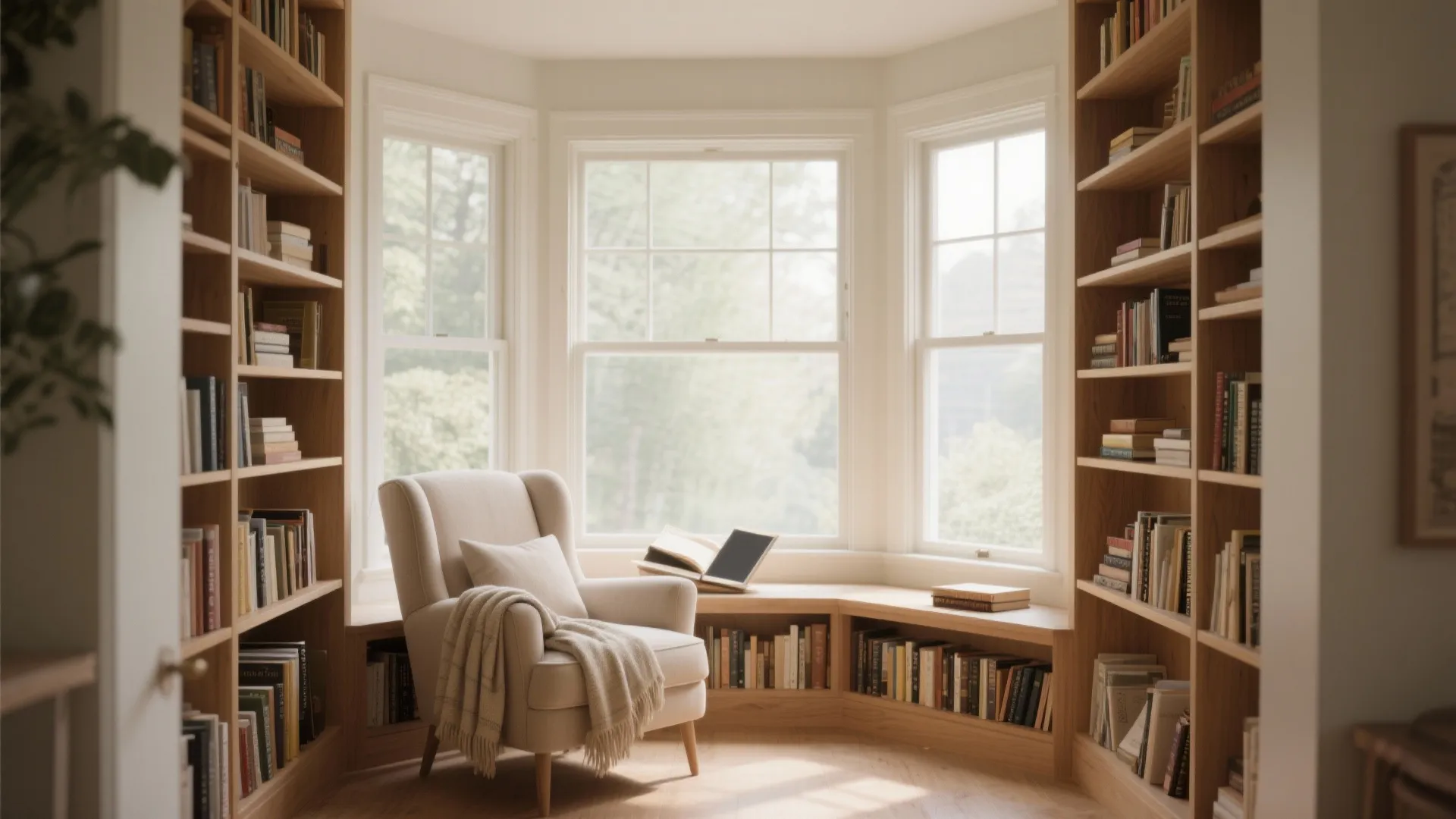 Reading Corner with Built-in Shelves