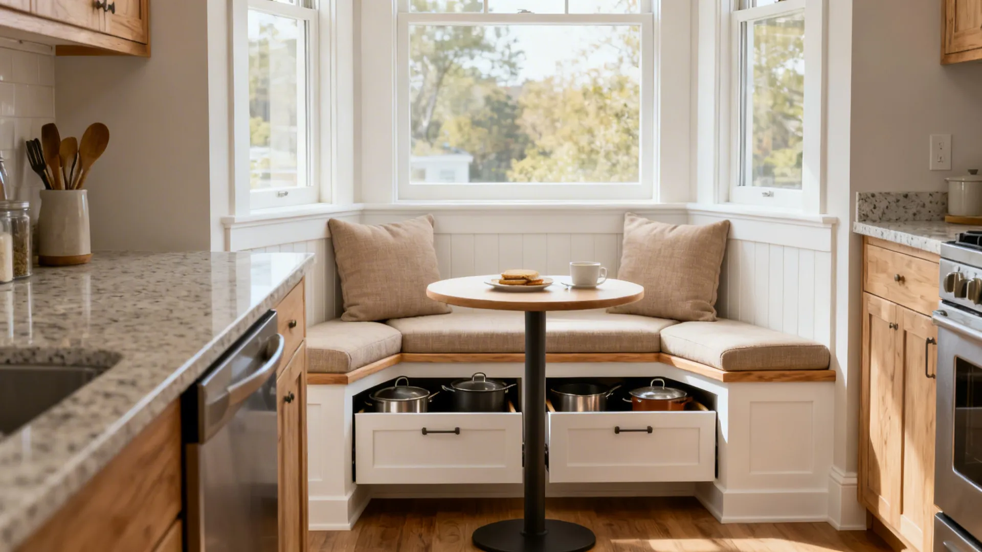 Built-in Window Seat with Hidden Storage