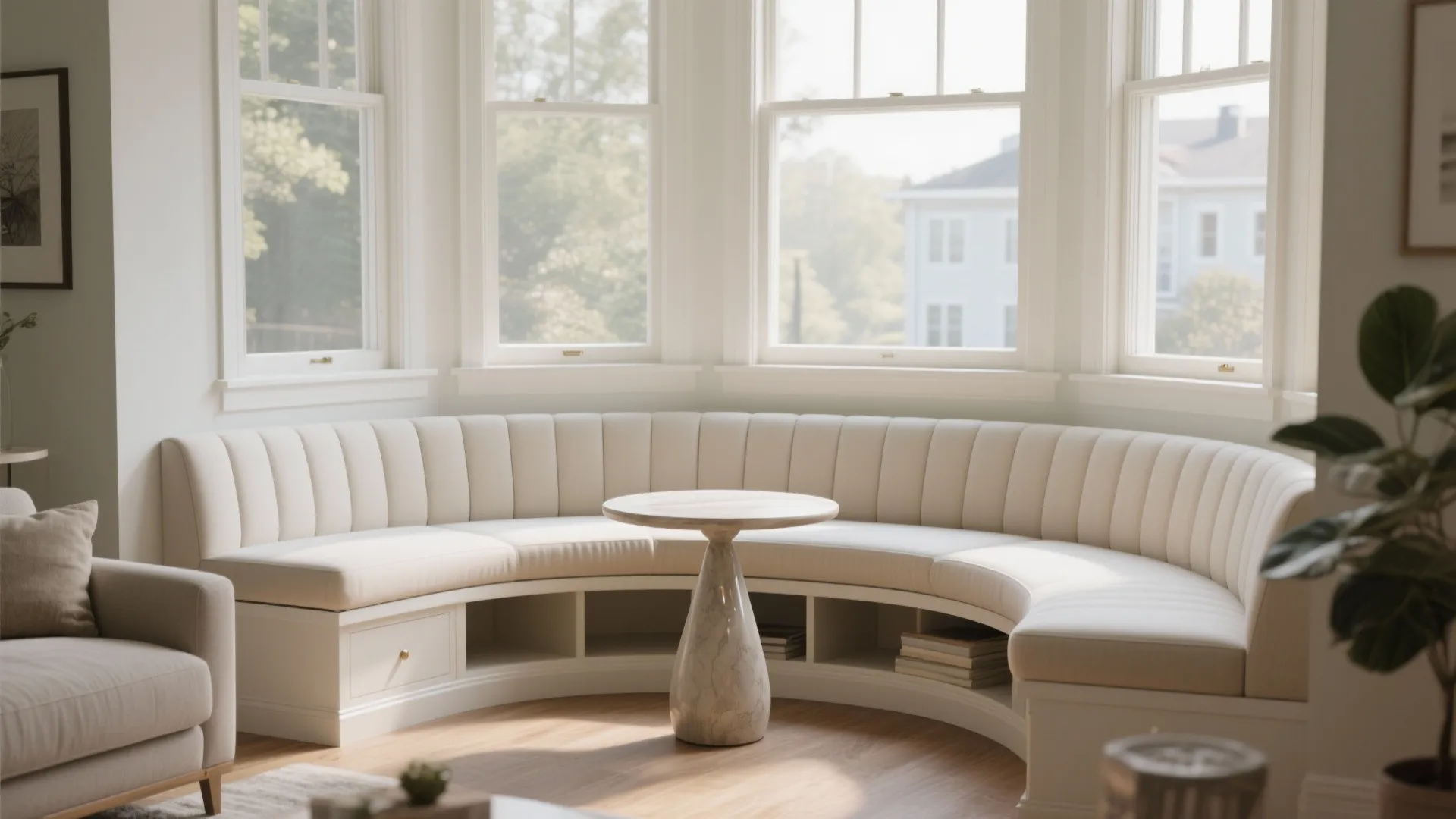 3) Bay Window Banquette with Curved Edge