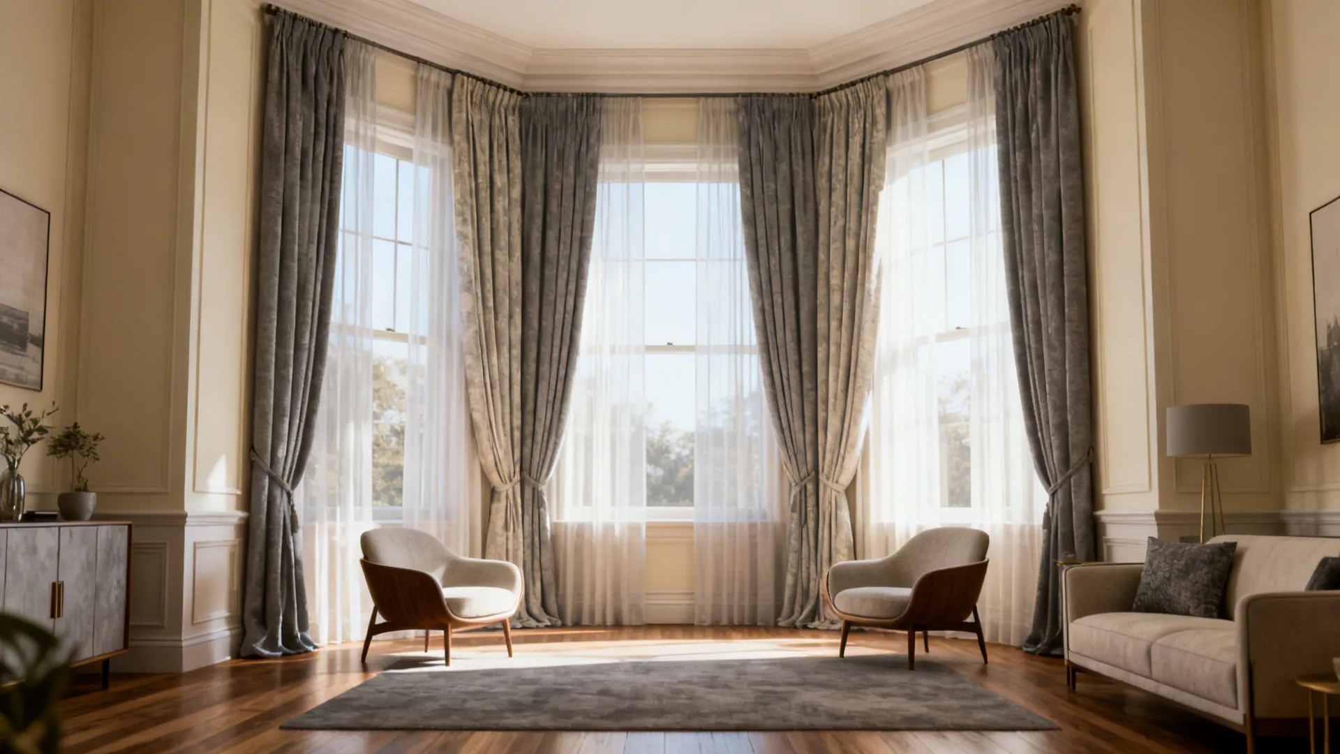 5 Bay Window Curtain Ideas for Living Rooms