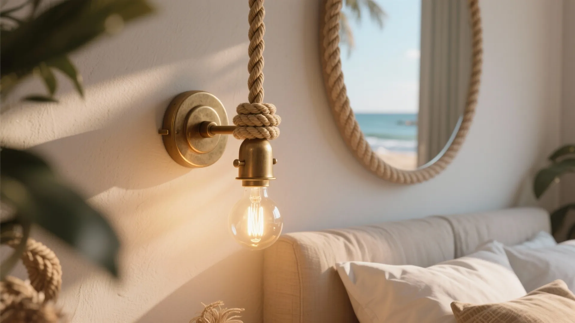 4. Beachy Lighting and Mirror Placement
