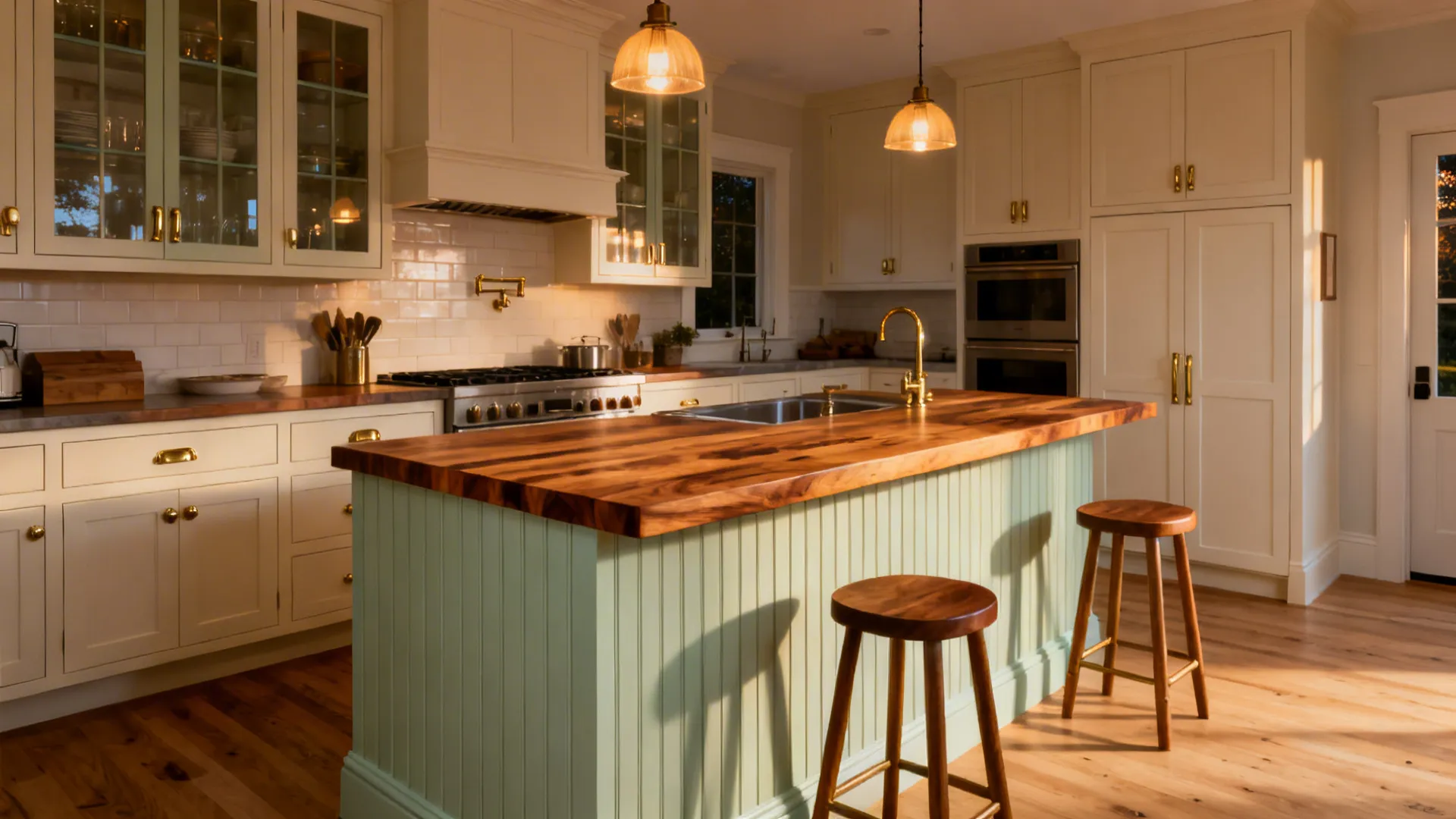 2) Beadboard base with butcher block top