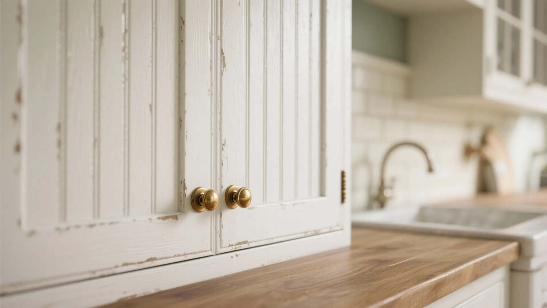 4. Beadboard white doors for cottage charm
