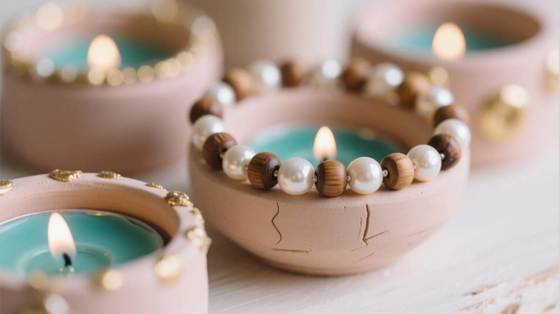 Air-Dry Clay Tealight Holders and Bead Embellishments