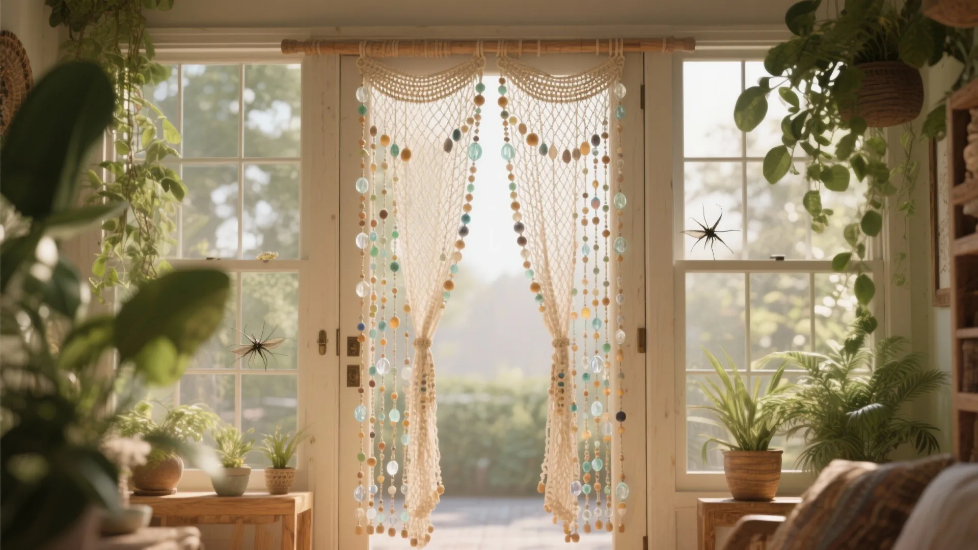 3. Beaded Curtain with Mesh Backing