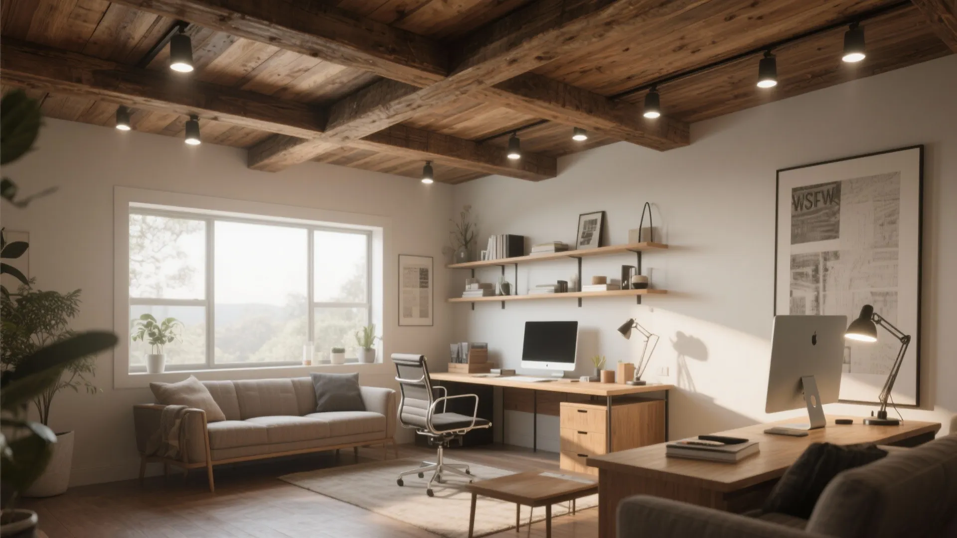 9. Wooden Beam with Integrated Spots