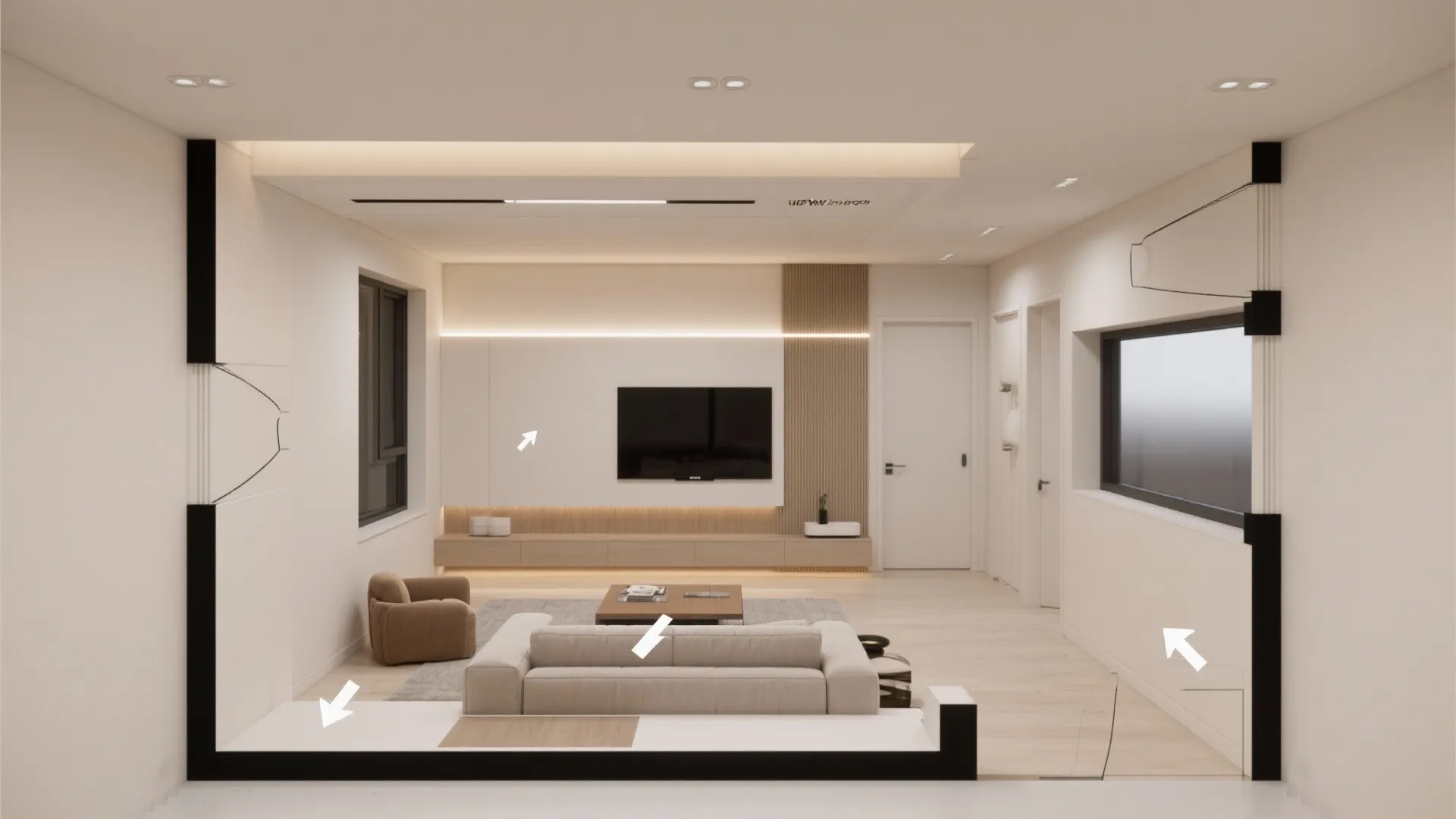 Accent beam POP with linear lights