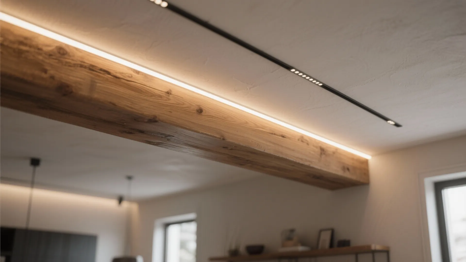 2. Use linear lighting along the beams