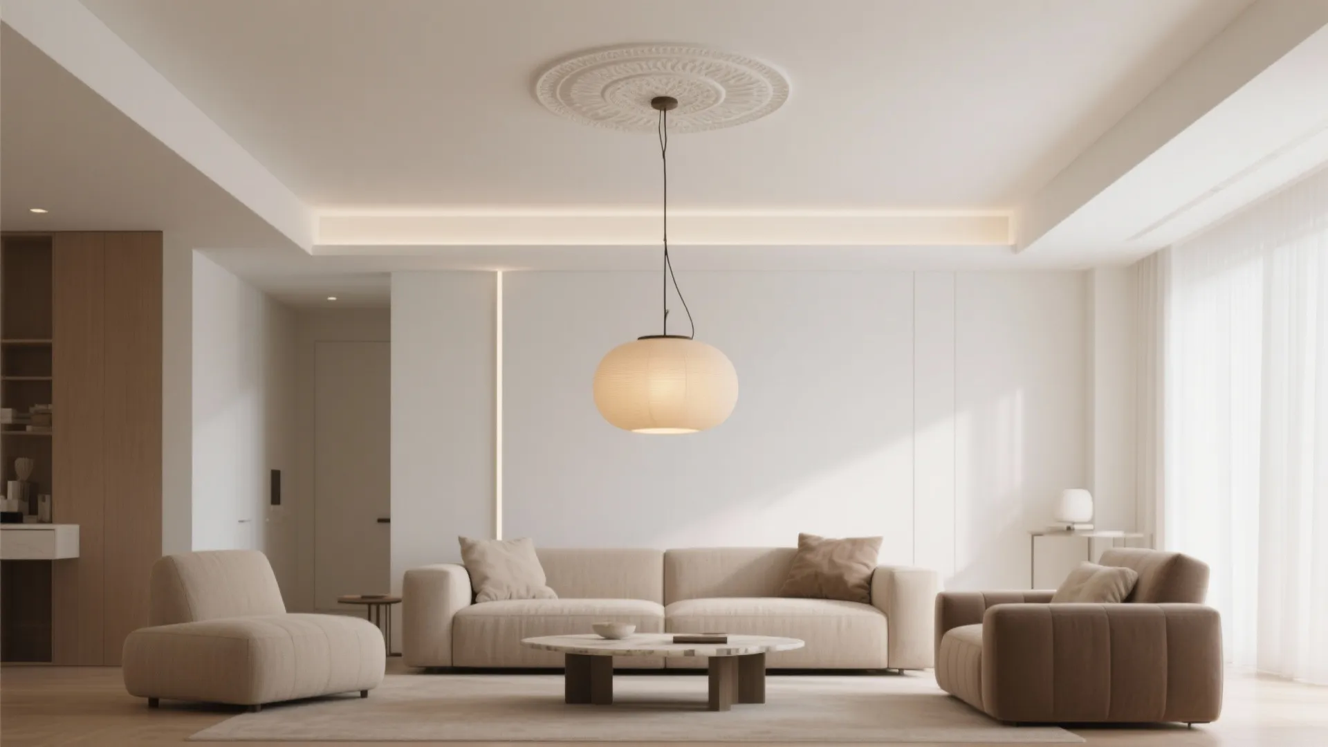 Minimal Beams or a Discreet Medallion to Zone Seating