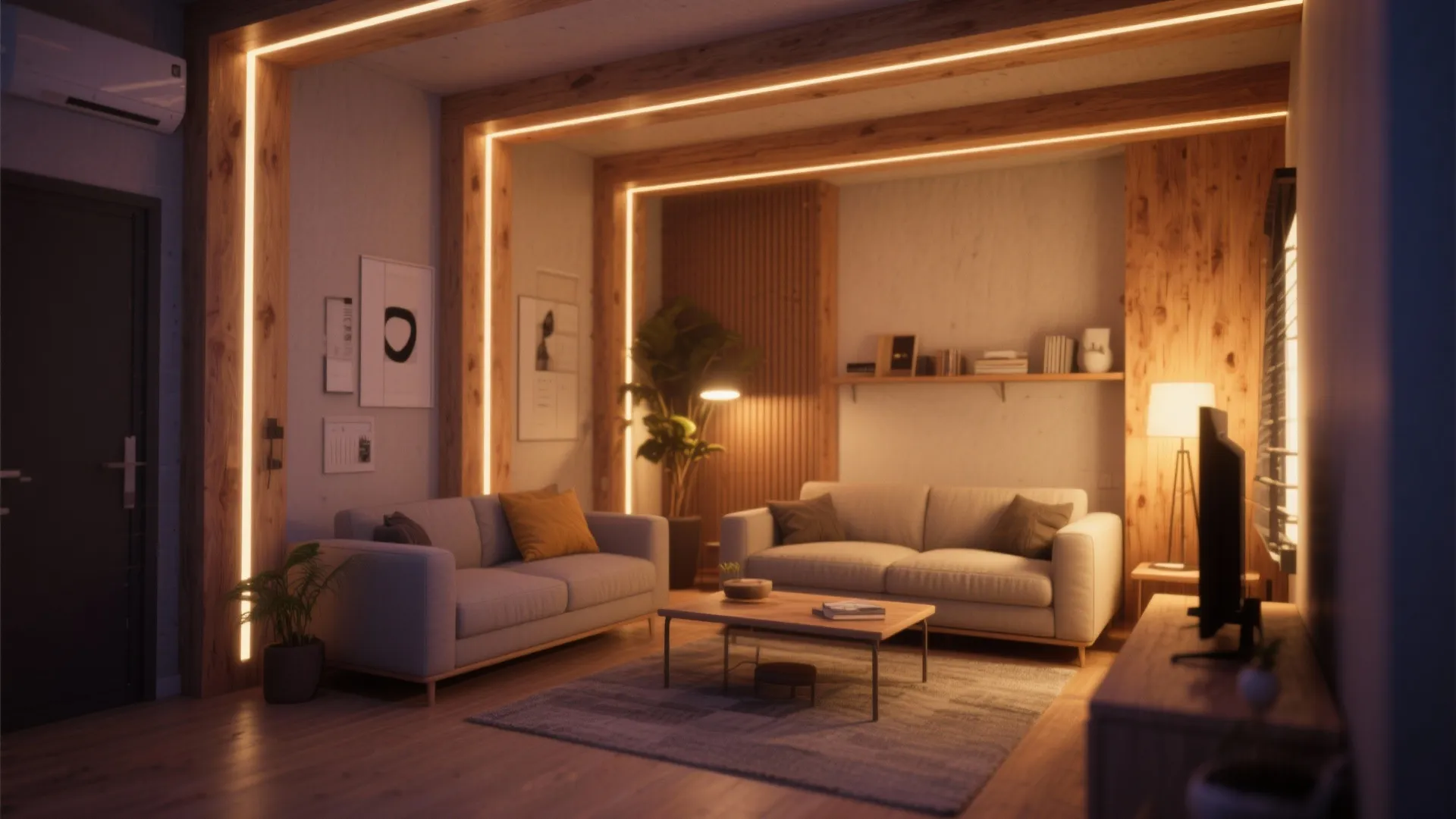 7. Beams with Built-in Lighting