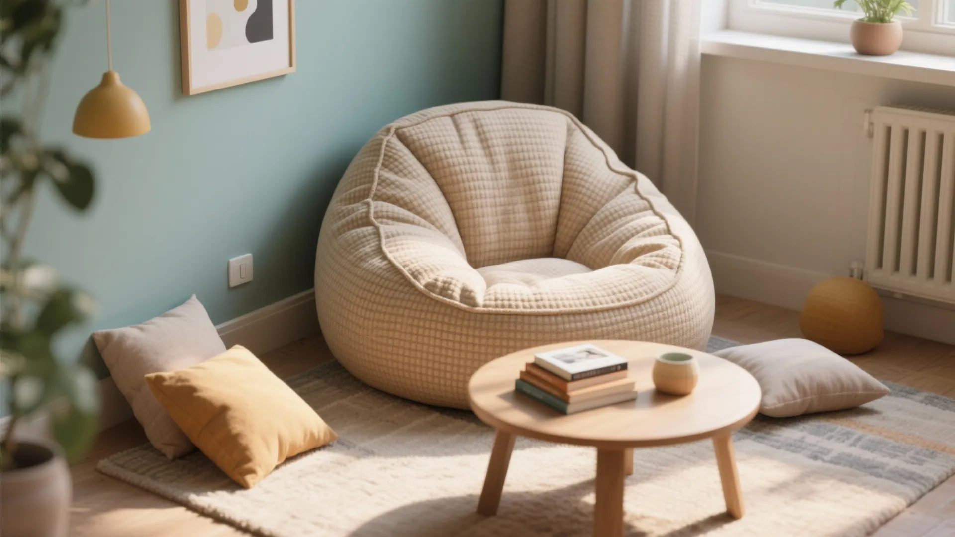 5. Floor-to-back beanbag or oversized floor cushion