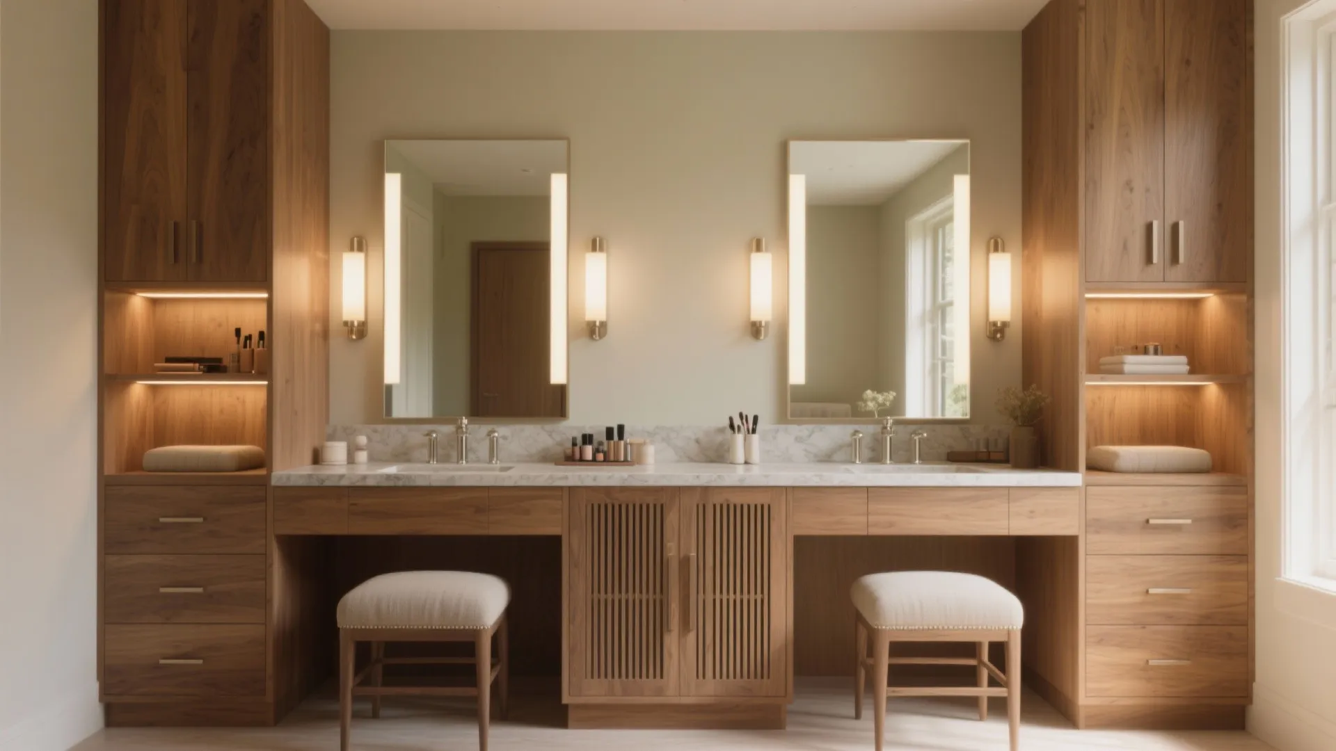 Dual Vanities with a Dedicated Beauty Niche