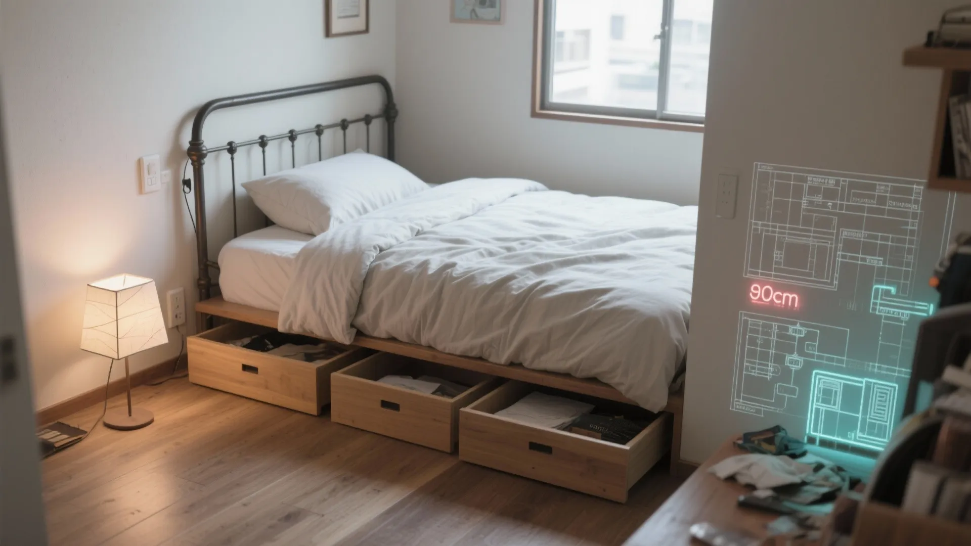 Tips 5: ベッドは壁付け＋足元の回遊路（東京小戸型／収納技巧）