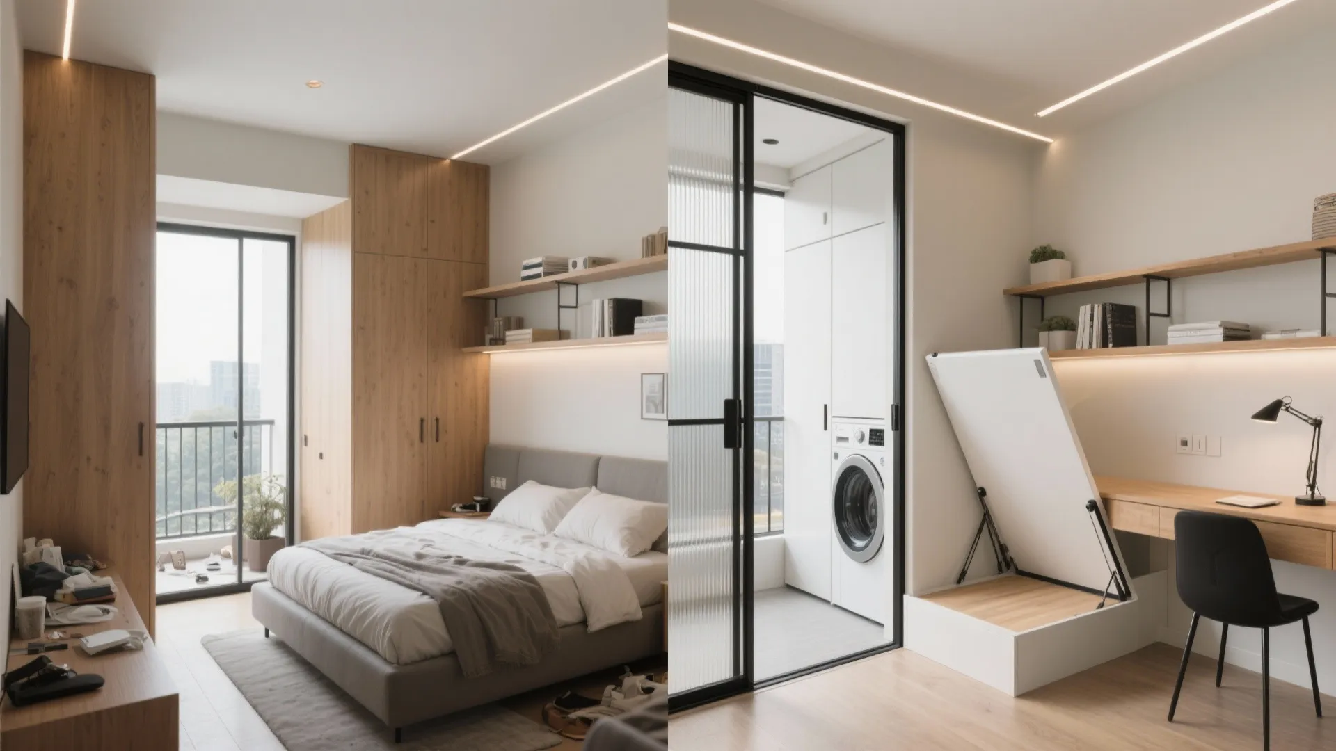 Multi-functional bedroom and balcony integration