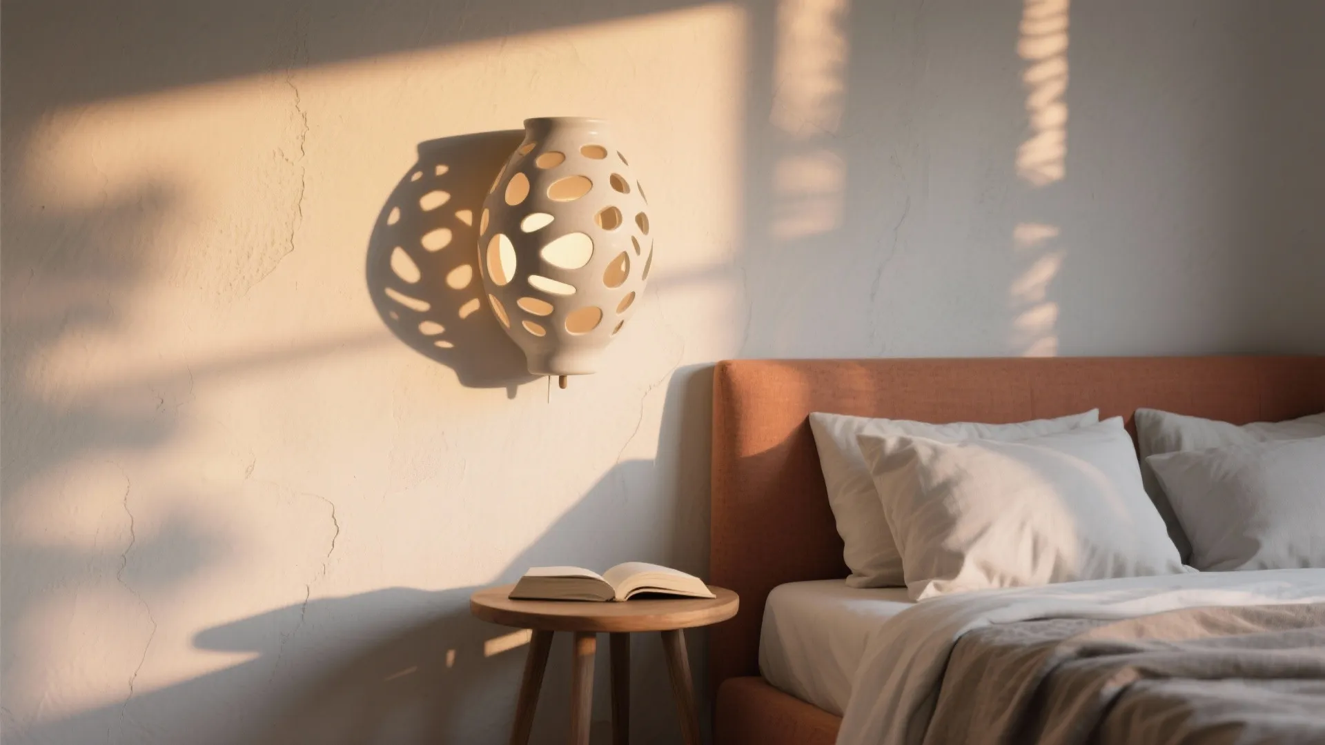 Sculptural Cutout Sconces as Bedroom Accent