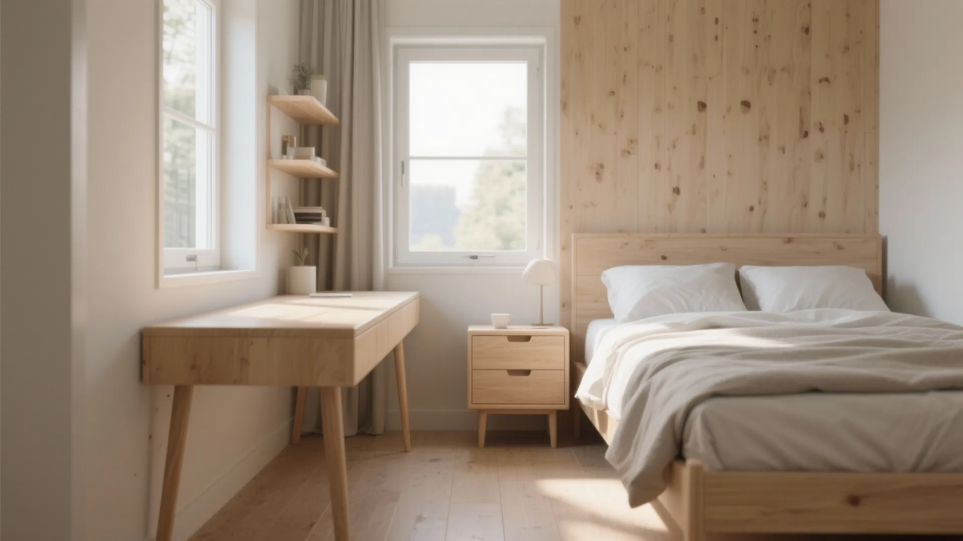 3. Side-by-Side Bed & Desk Combo