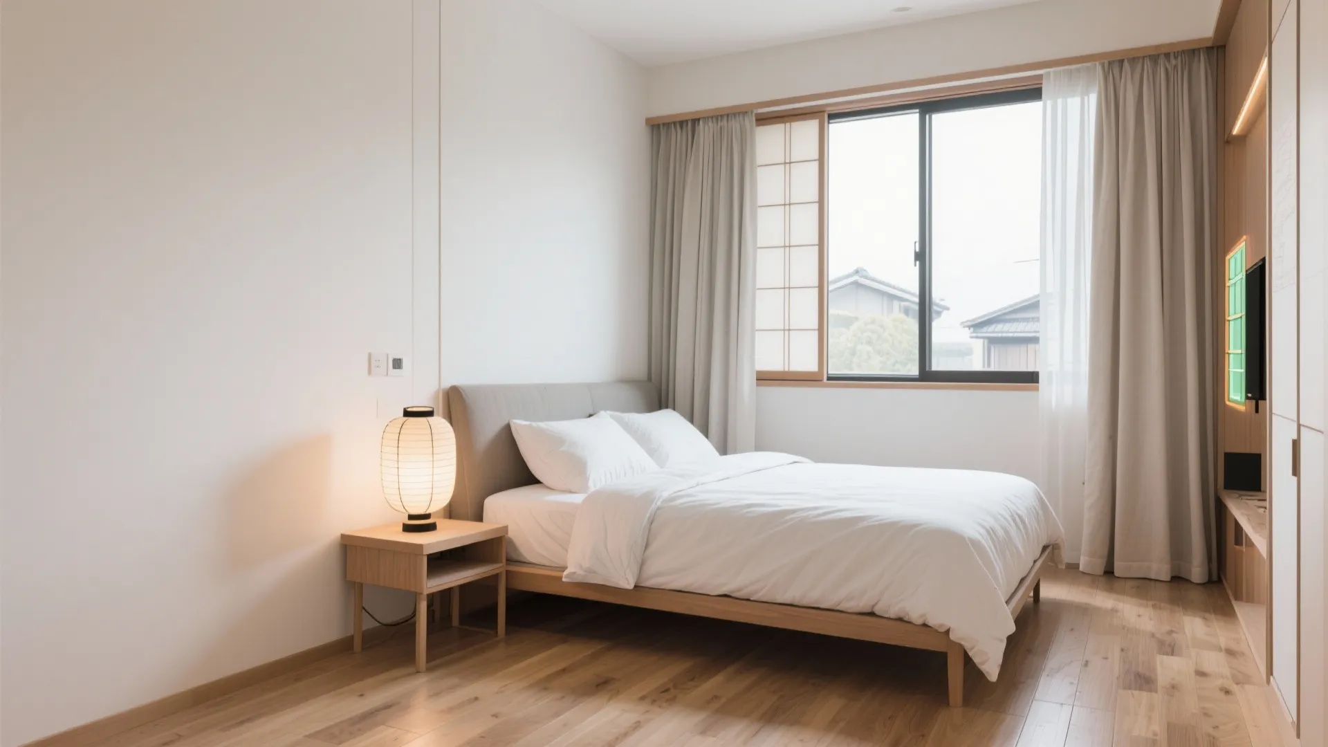 Tips 2: ベッドの“長辺”を壁付けし、視線の抜けを確保するのが日式風格の肝