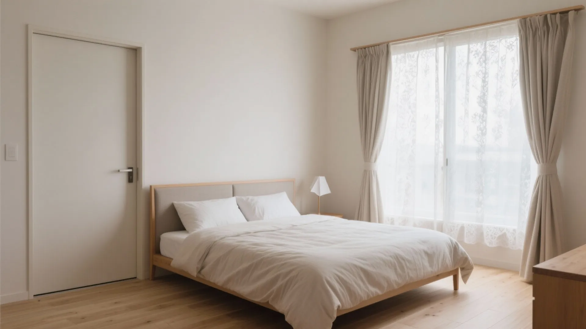 寝室は“入口反対壁”にベッド頭を向けて日式风格の静けさをつくる