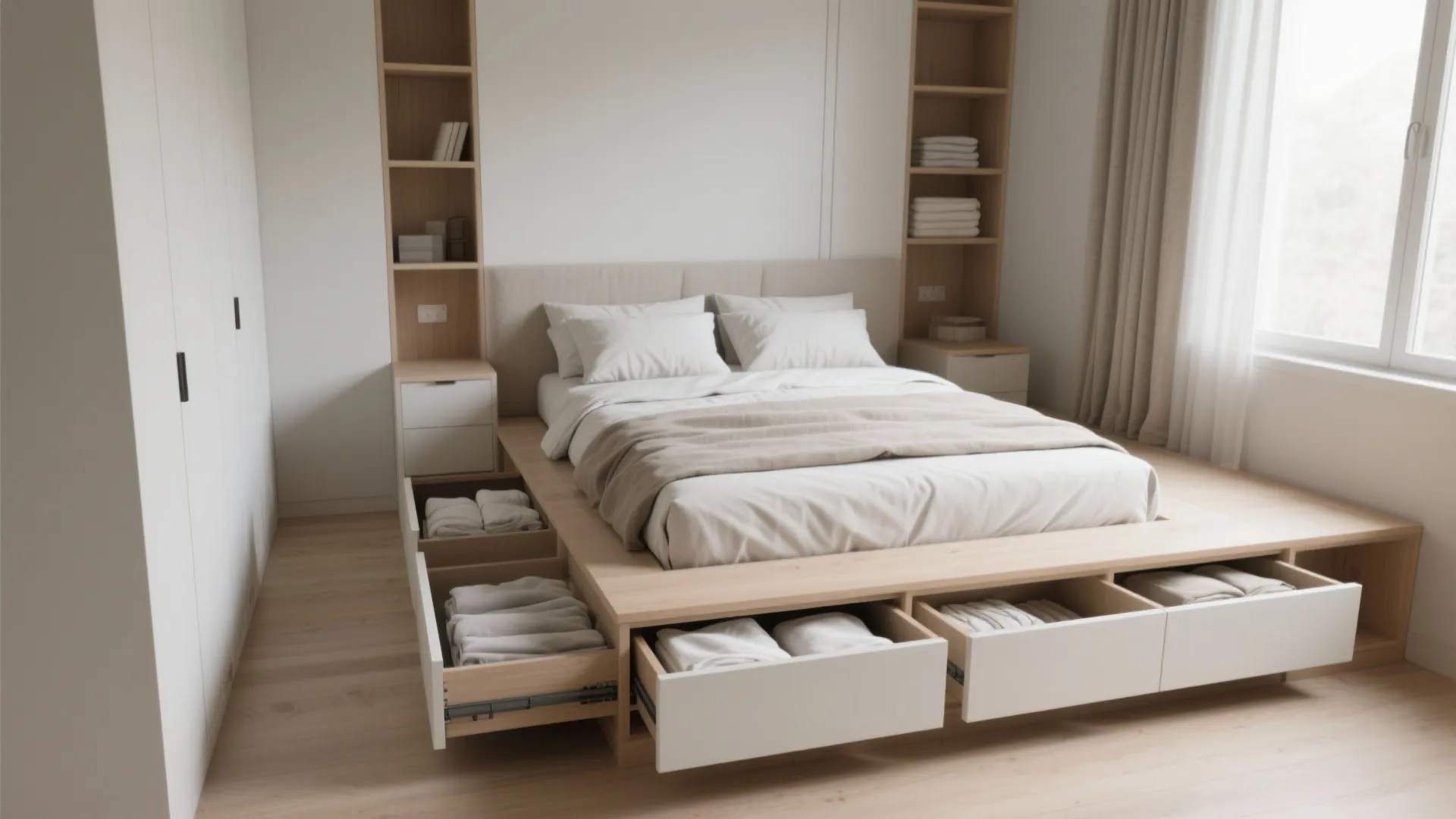 1. Bed with built-in storage drawers
