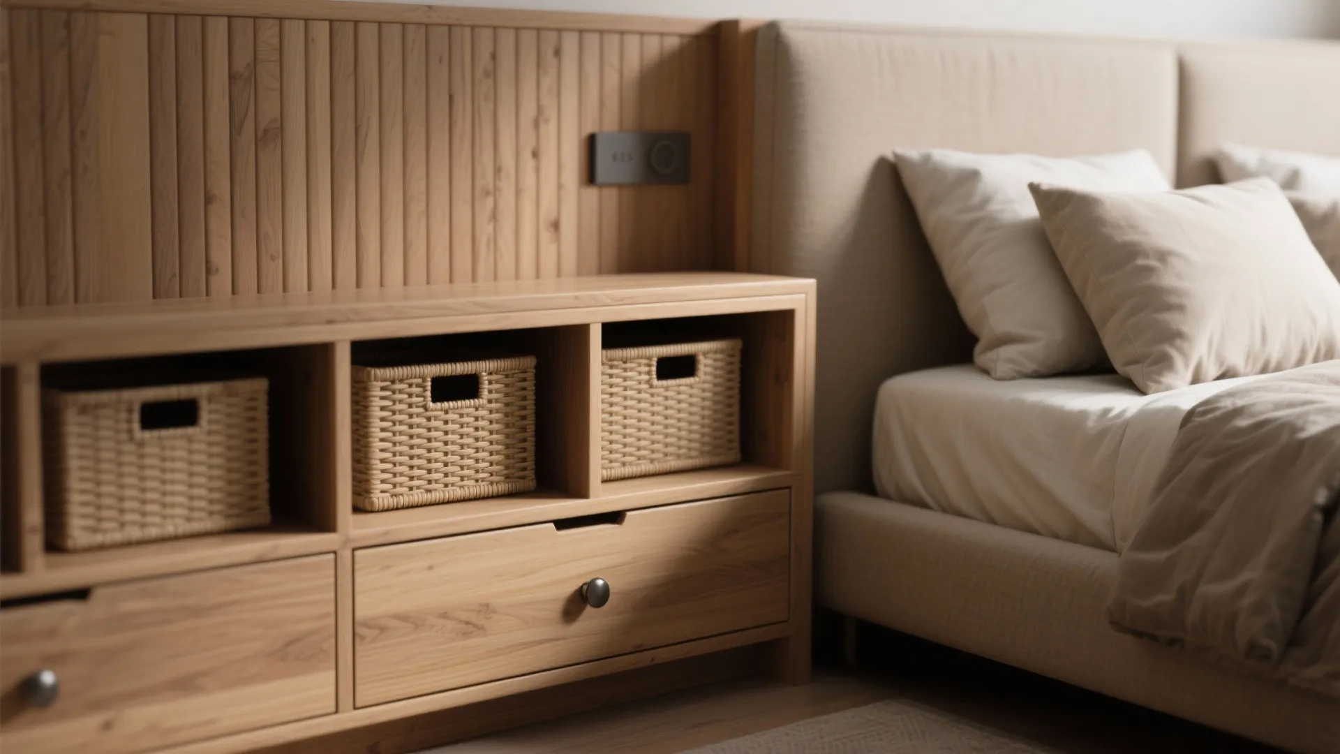 2. Build storage into the bed and headboard