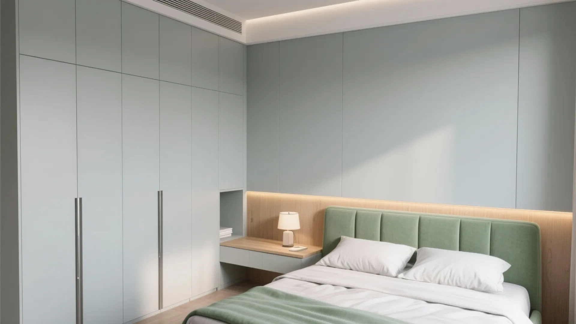 Idea 4: Built-In Bedroom Storage with Calm Tones