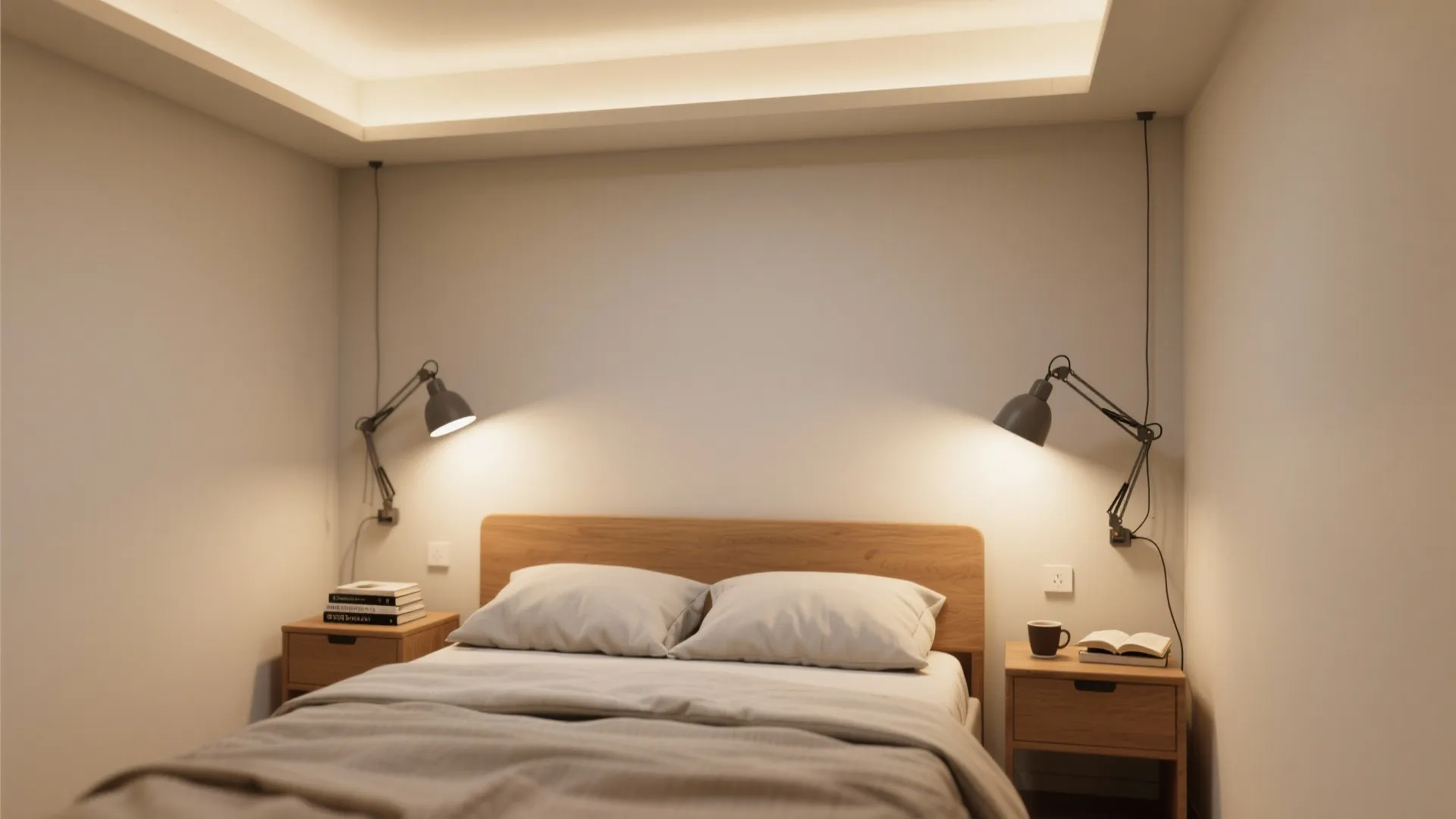 Task-Ready Swing-Arm Lights by the Bed
