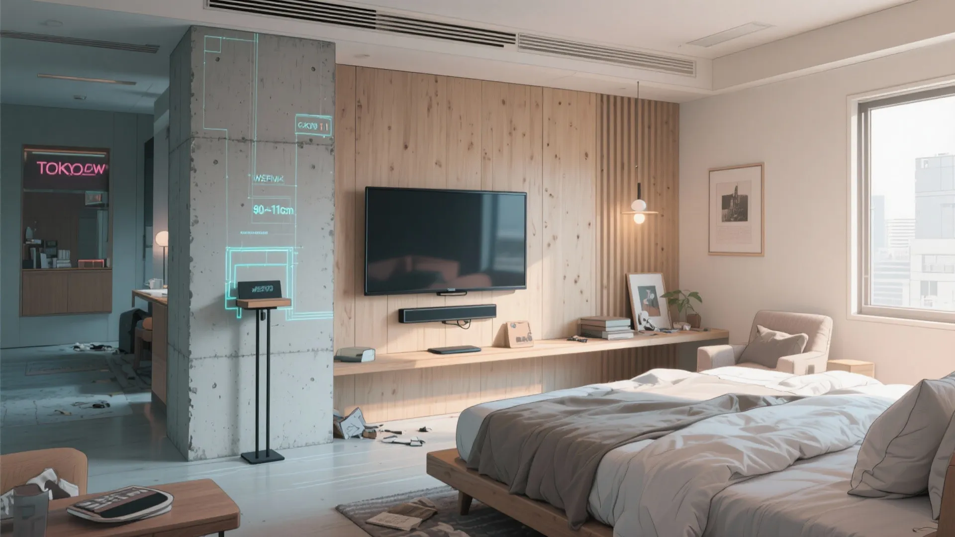 Tips 3: ベッド配置と画面高さを合わせる（東京小戸型＋動線规划）