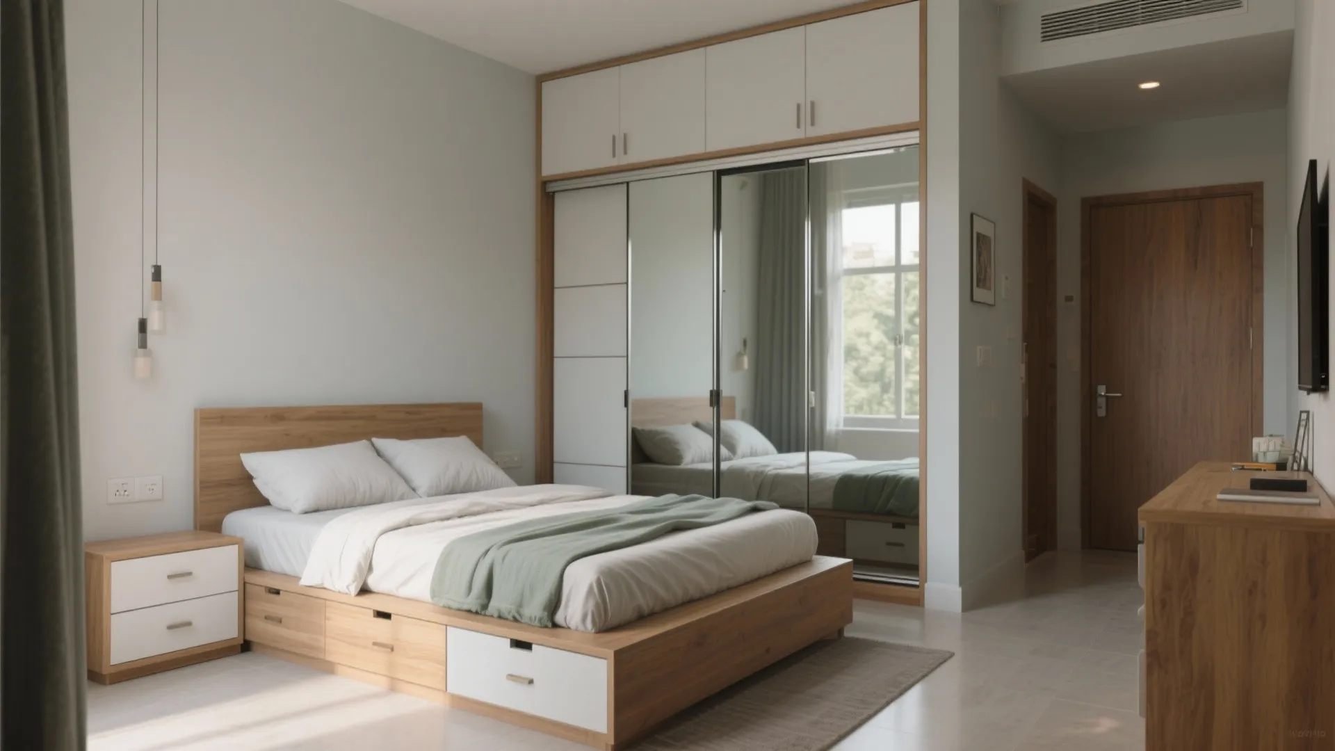 Platform Bed + Sliding Wardrobe Combo