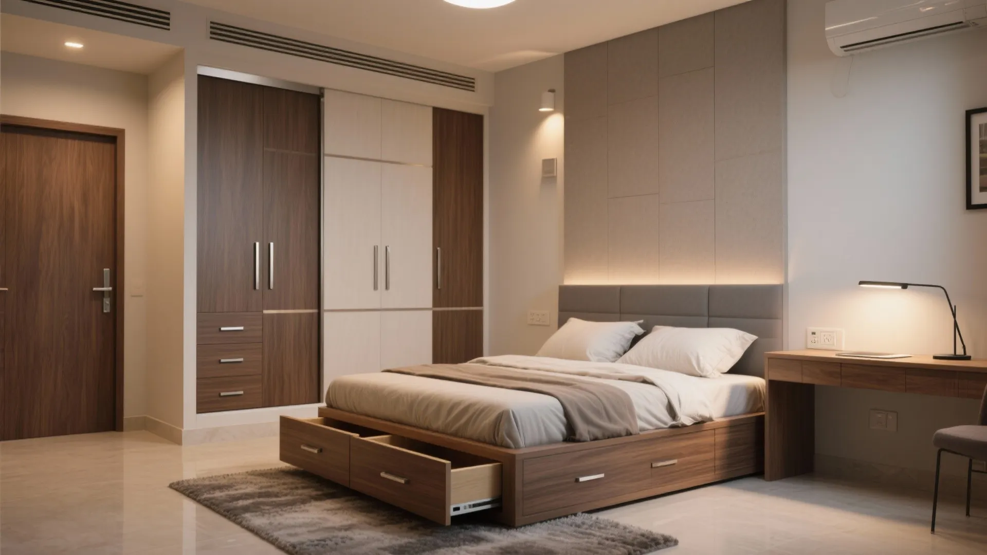 Platform Bed + Sliding Wardrobe to Unclutter the Bedroom