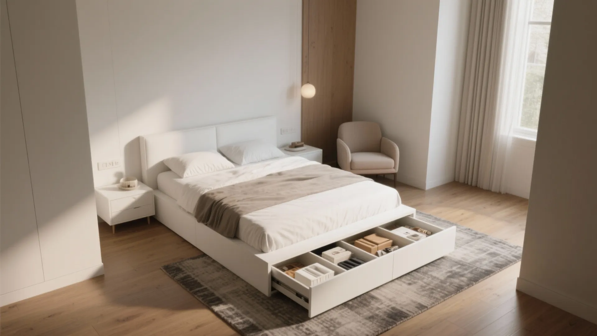 2. Integrate storage into the bed frame