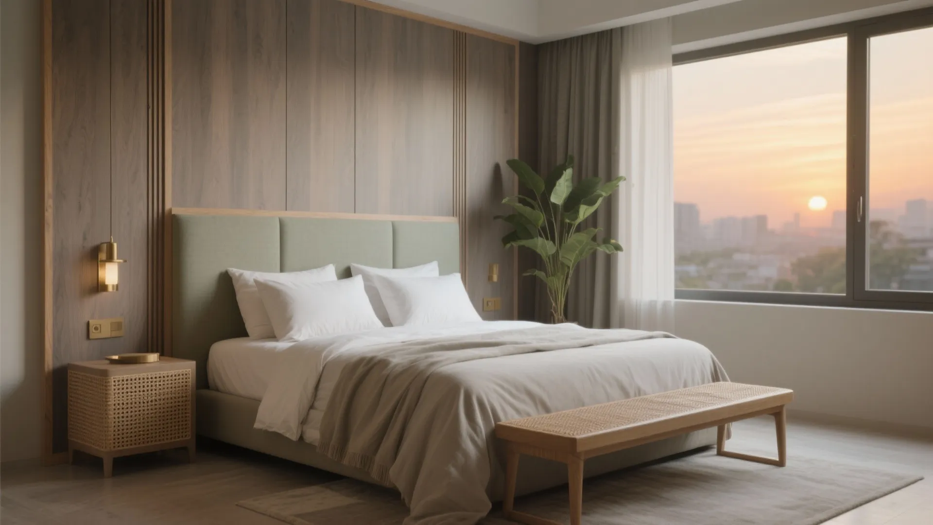 Warm wood accents that turn bedrooms into retreats
