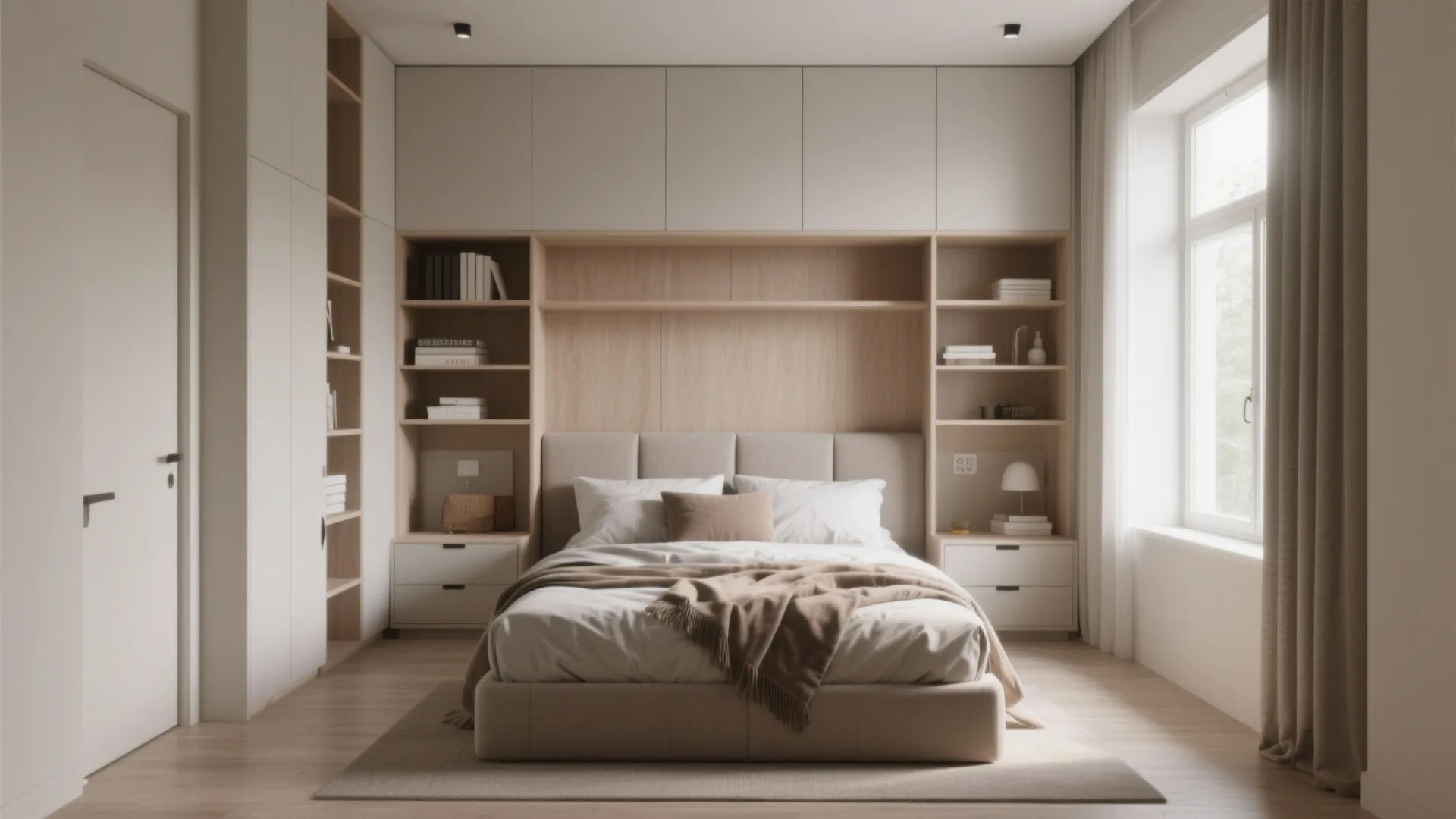 1. Built-in Storage Behind the Bed