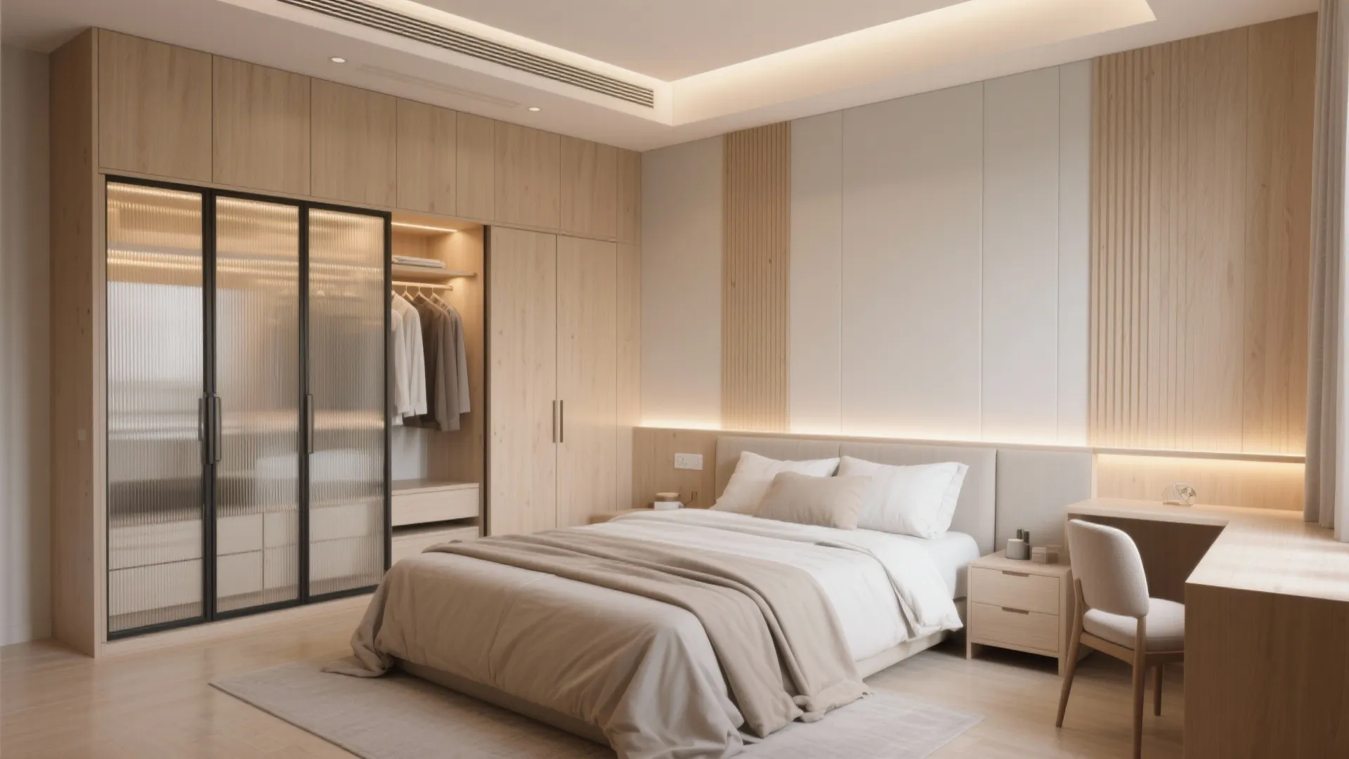 Bedroom calm with built-in wardrobes
