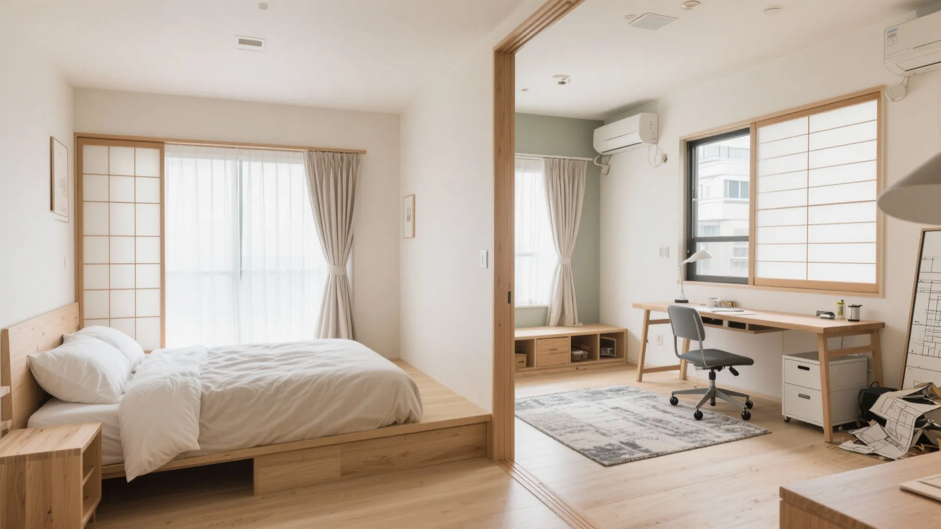 Tips 3: 洋室Aは「静」の寝室、洋室Bは「動」の多目的室（収纳技巧×日式風格）