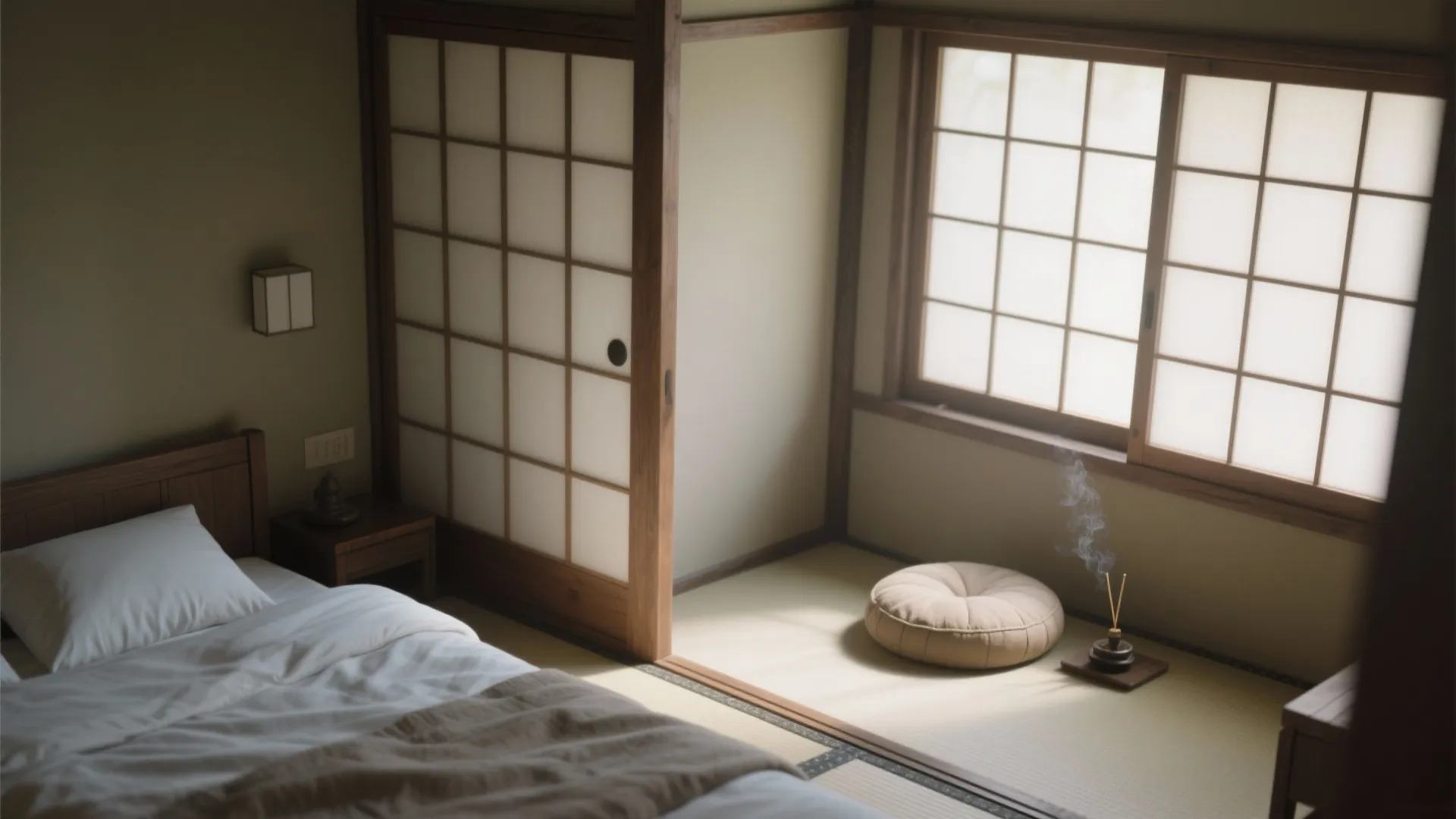 Tips 3: 寝室コーナーに可動パネルで区切る（動線計画×京都の静けさ）