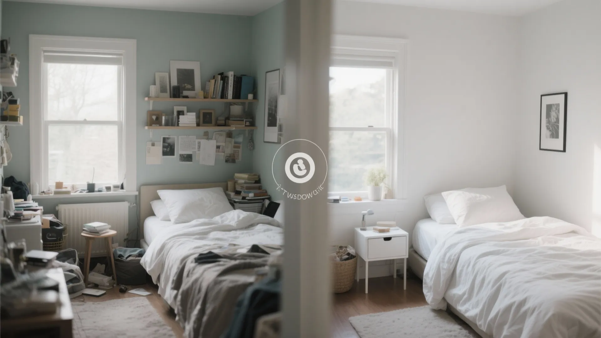 Before-and-after of decluttered bedroom space