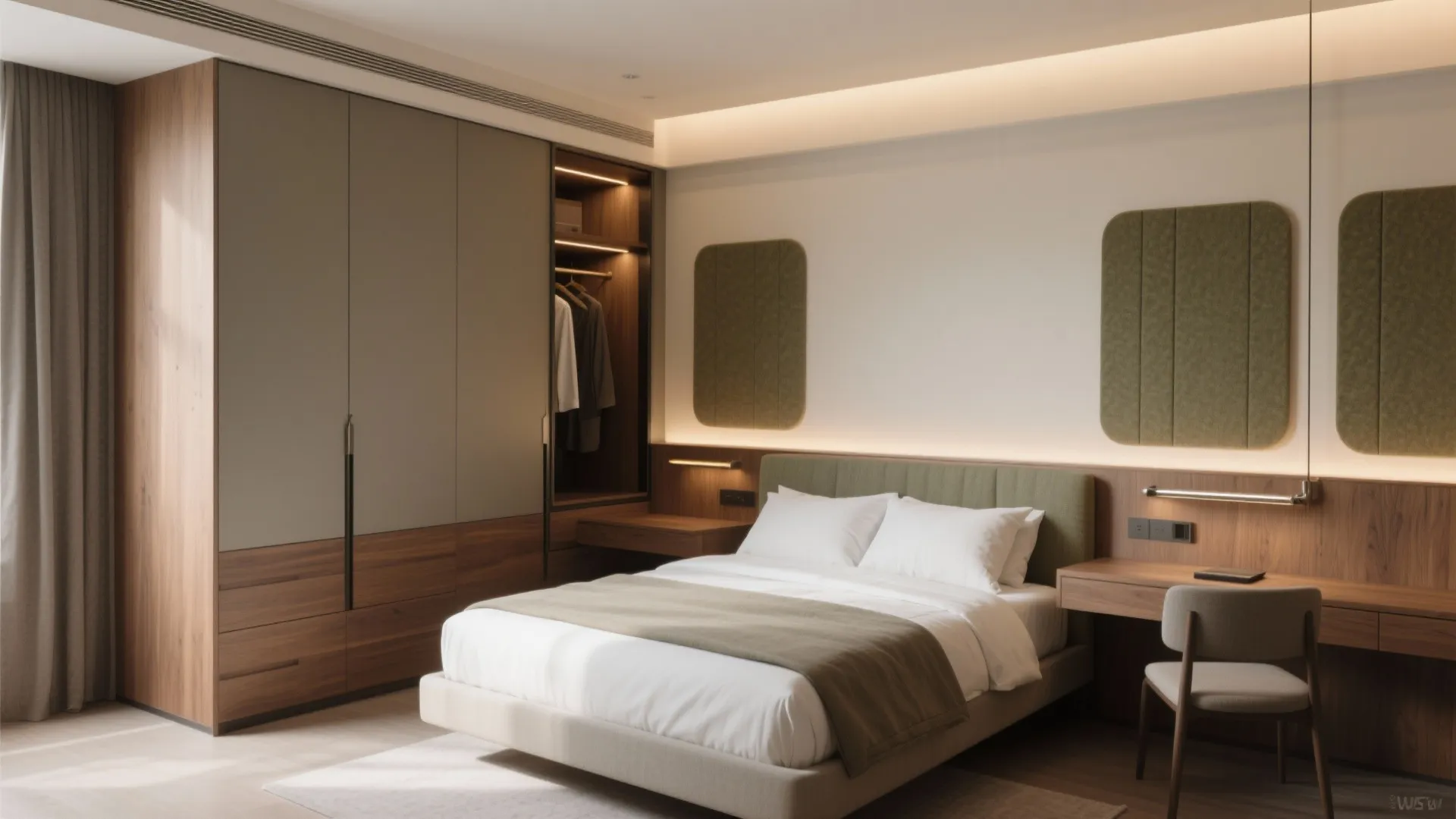 3) Bedroom Storage Walls + A Disappearing Desk