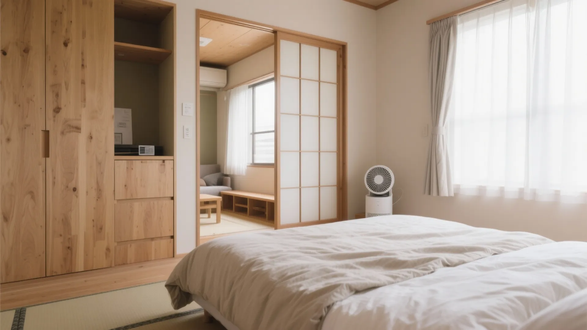 Tips 2: 寝室の温度差を小さくする—扉と窓の開閉ルール（収納技巧＋日式風格）