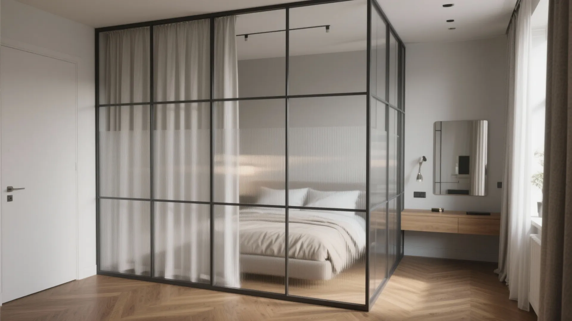 Glass wall design for bedroom: 5 ideas: How I use frosted, sliding, textured, and steel-framed glass walls to make bedrooms feel brighter, calmer, and more spacious—without sacrificing sleep or privacy