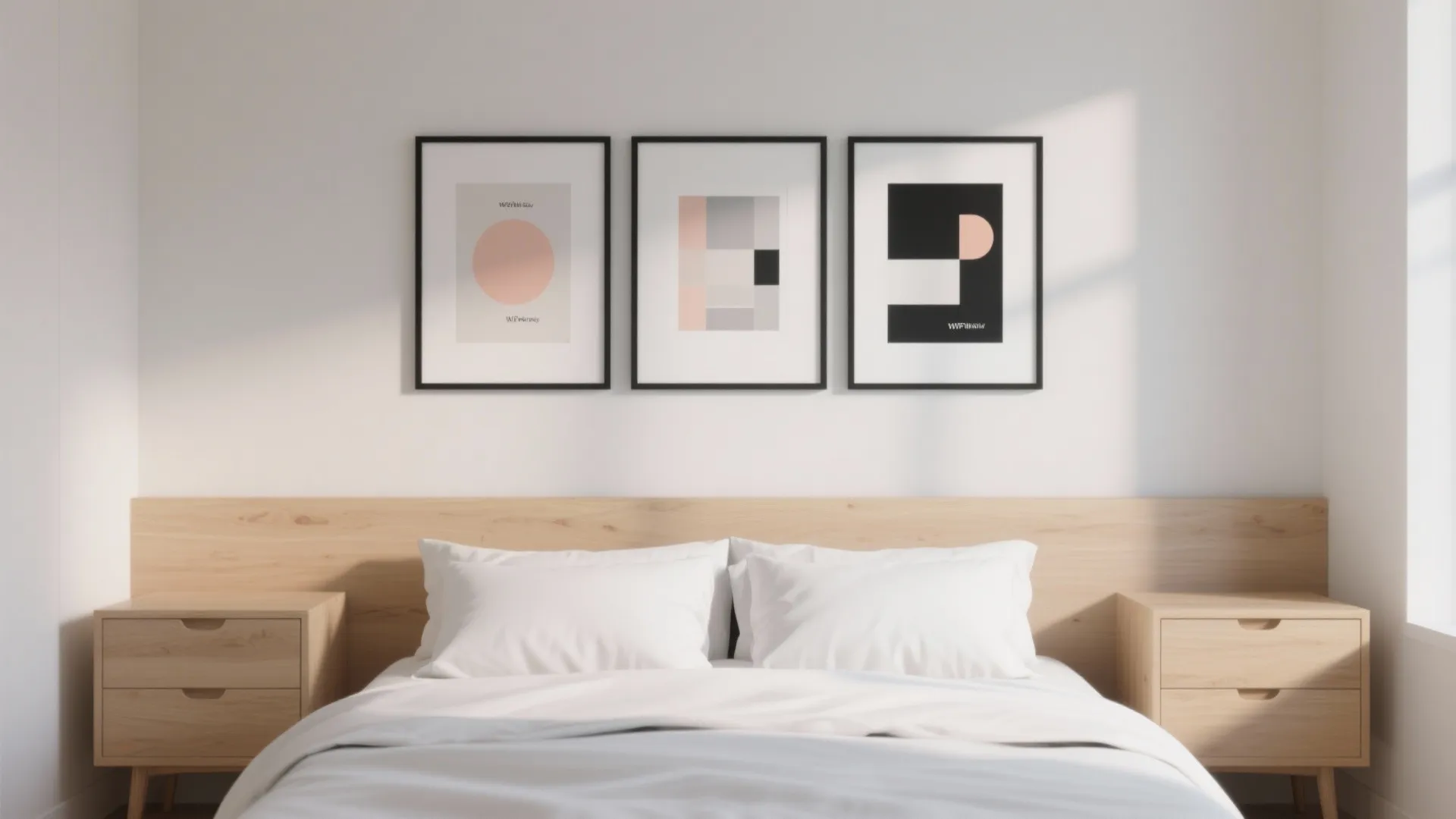 Minimalist poster grid for calm bedrooms