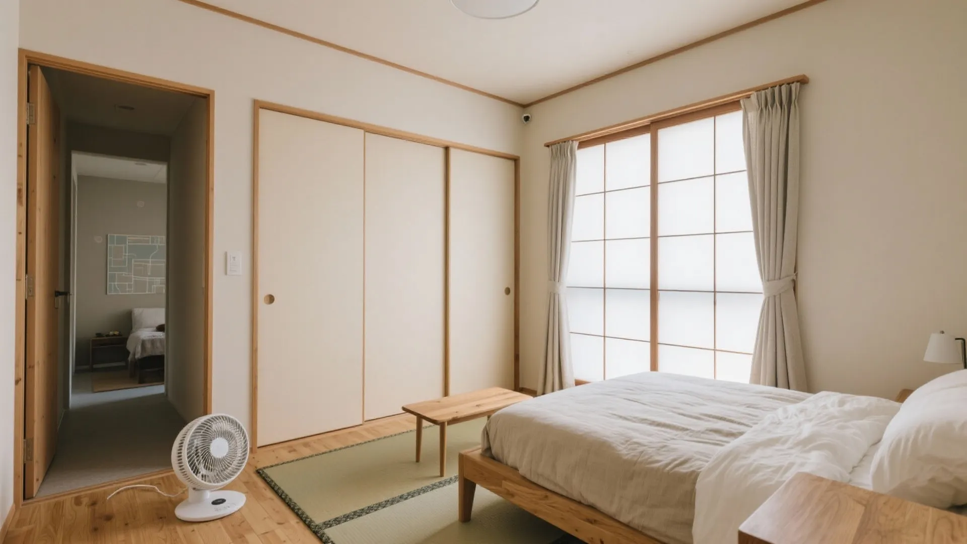 寝室は“吸い込み口”にする：ドア開放＋低い位置の送風で温度ムラ解消（収納技巧と両立）