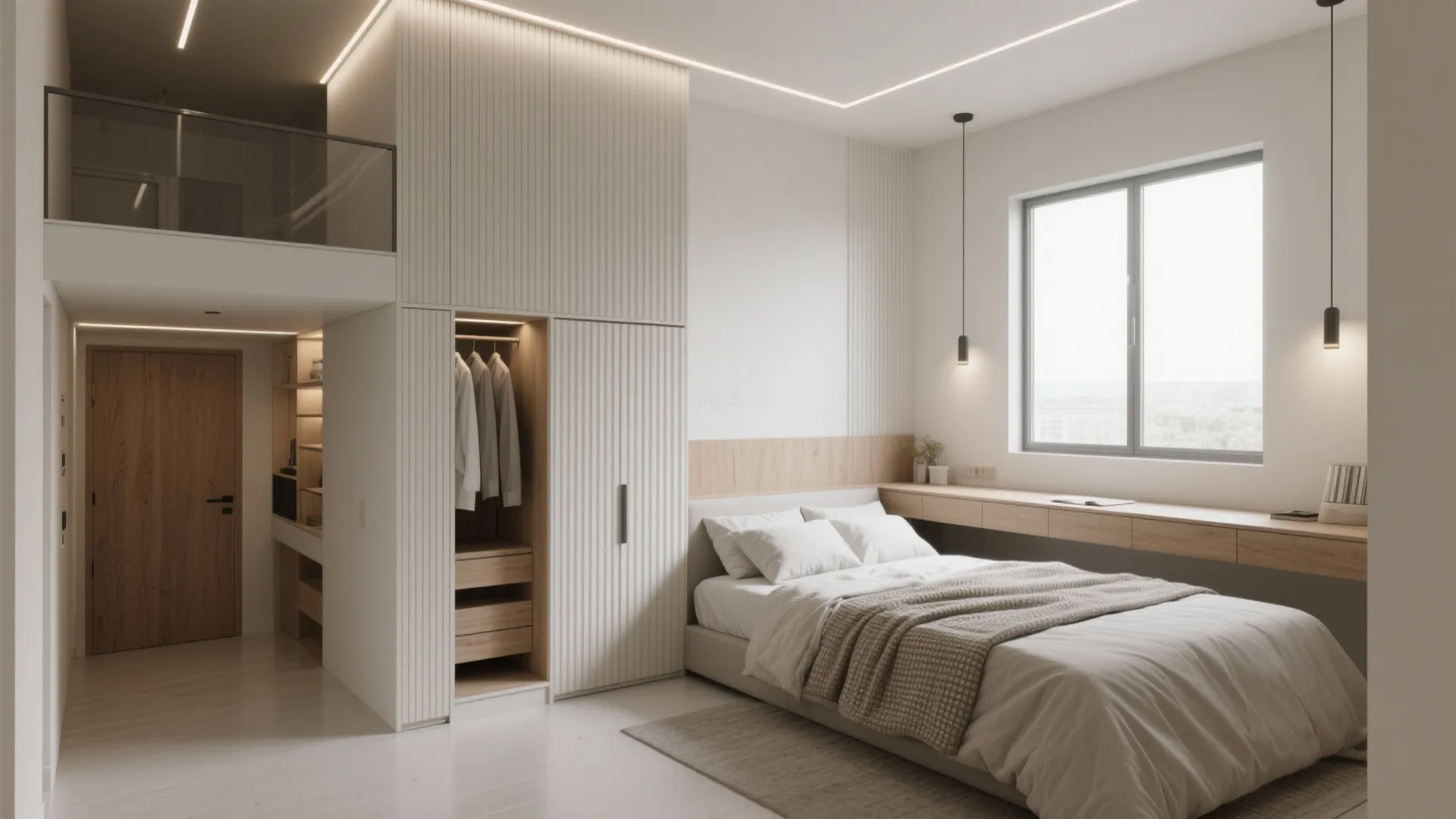 Bedroom zoning: lofted storage and calm palettes