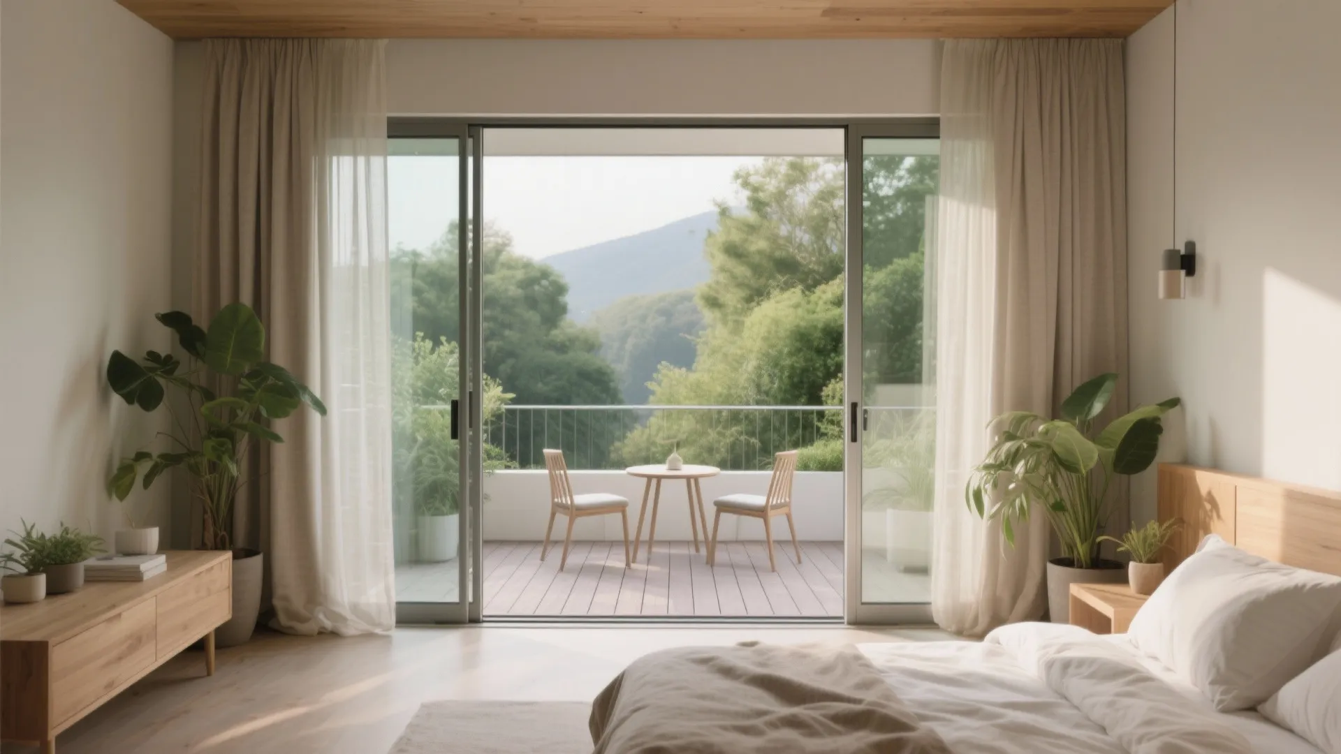 Bedroom-to-Balcony Connection with Sliding Doors