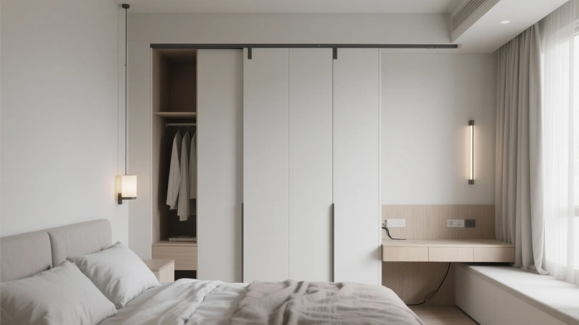 Bedroom calm: sliding wardrobes and flexible work nooks