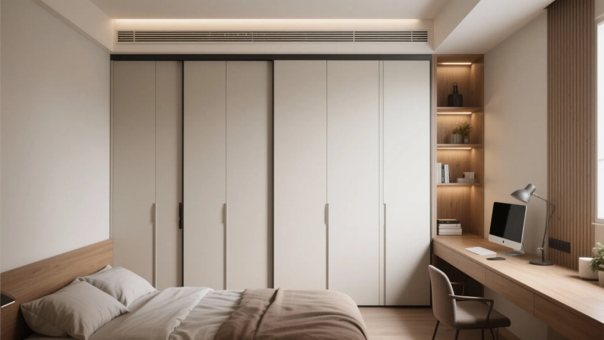 Bedroom Storage Walls with Sliding Doors